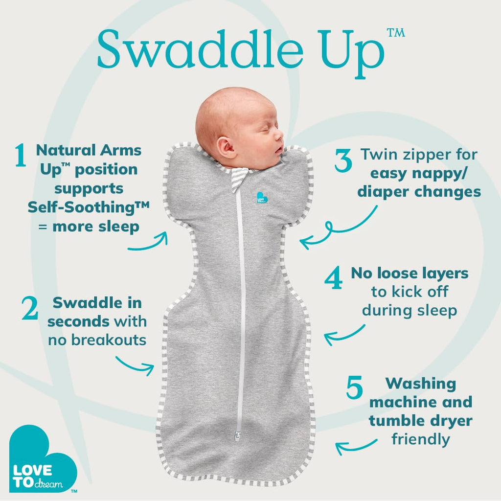Love to Dream Swaddle UP, Sleep Sack 0-3 Months, Self-Soothing, Improves Sleep, Snug Fit Helps Calm Startle Reflex, Baby Essentials Must Haves Newborn, 1.0 TOG, 8-13 lbs, Eclipse Pink