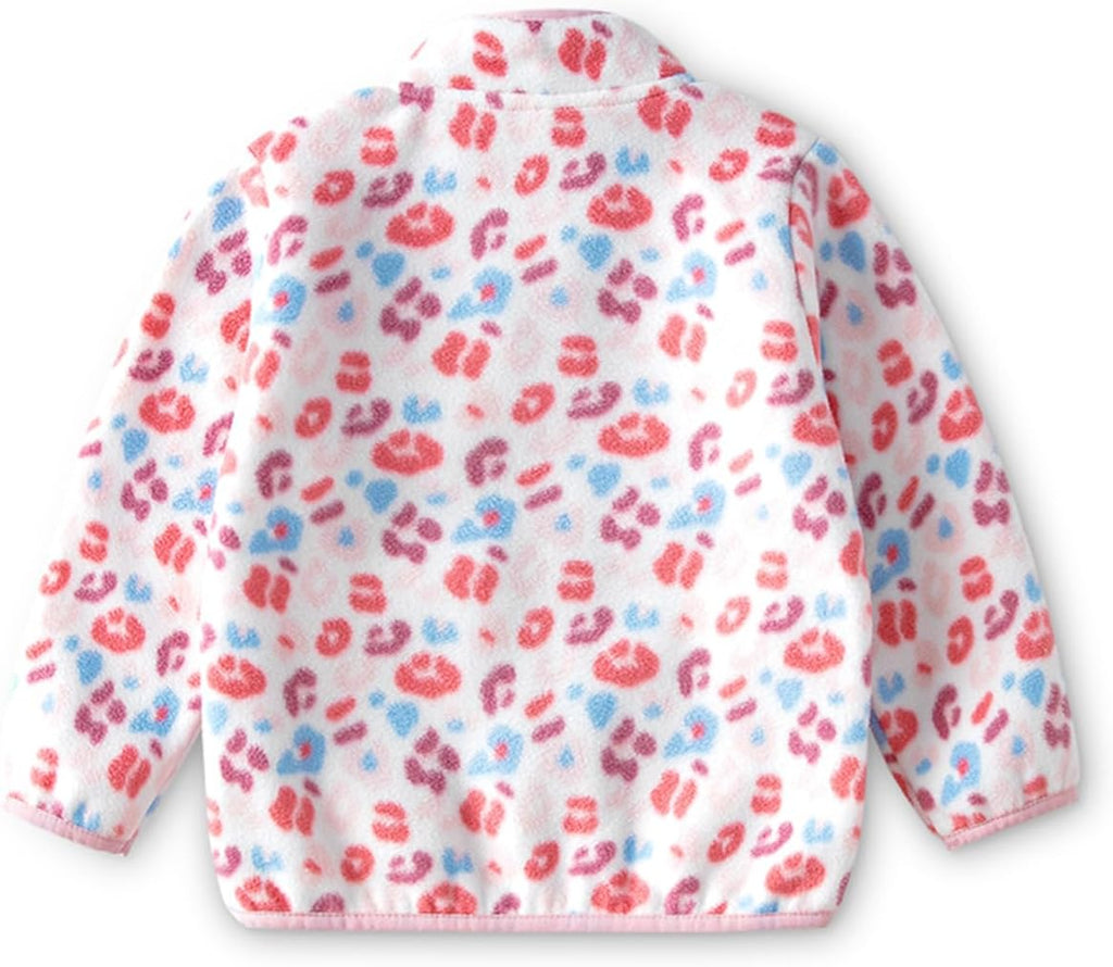 Kids Printed Polar Fleece Jacket Toddler Baby Boys Girls Autumn Winter Warm Sherpa Lining Outerwear Soft Lightweight