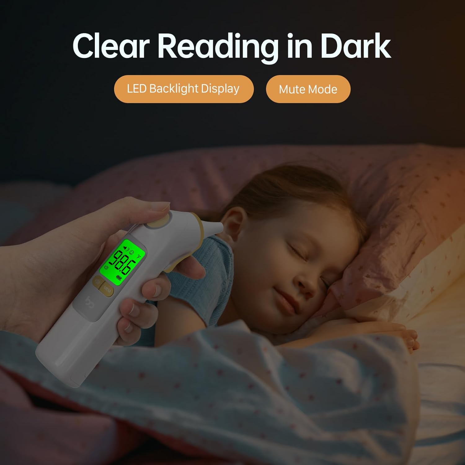 Ear Thermometer, Highly Accurate Ear Thermometer for Kids, Adults and Babies, 30 Memory Recall, 1s Result and 3-Color Fever Alert, with 24 Disposable Probe Covers, Yellow