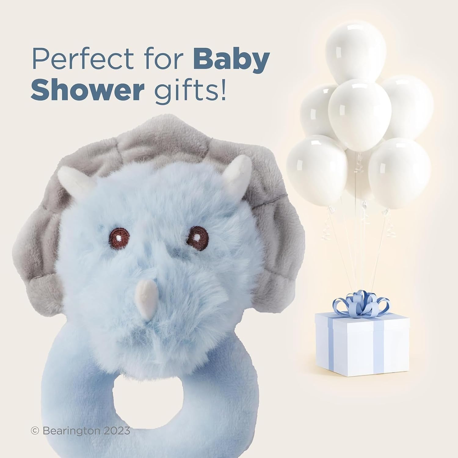 Bearington Collection Bearington Lil' Tracer Plush Stuffed Animal Dinosaur Soft Ring Rattle - 5.5 Inch - Dinosaur Rattle