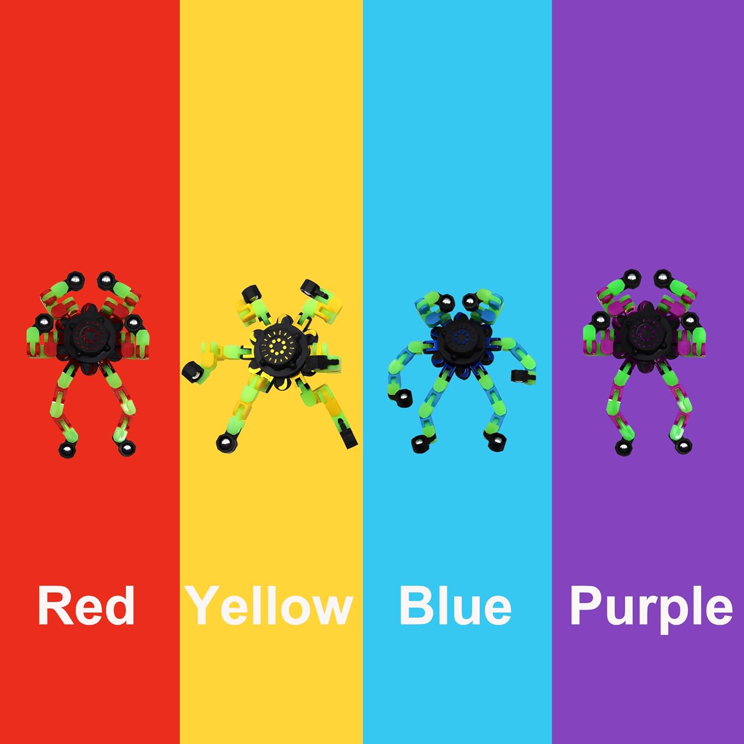 Fidget Spinners, DIY Transformable Chain Robot Finger Spinner, Glow in The Dark Deformable Creative Mechanical Gyro Toy Stress Relief Toy Fidget Fingertip Toy for Kids and Adults (6 Pack)