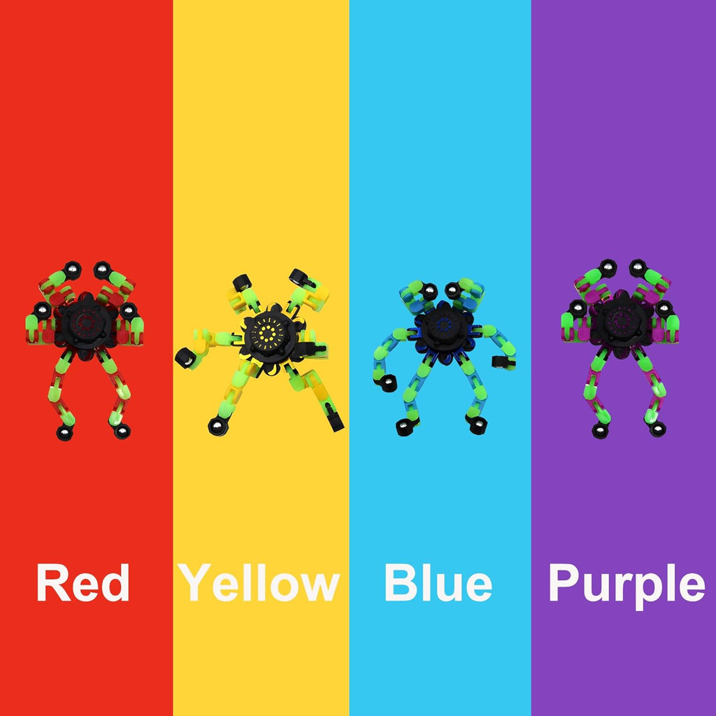 Fidget Spinners, DIY Transformable Chain Robot Finger Spinner, Glow in The Dark Deformable Creative Mechanical Gyro Toy Stress Relief Toy Fidget Fingertip Toy for Kids and Adults (12 Pack)