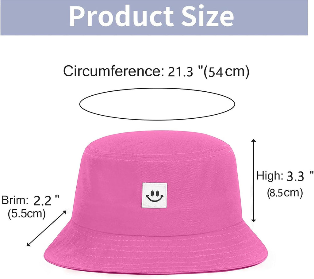 Kids Sun Hat Smile Face Bucket Hat for Girls Boys Summer Sun Protection Cotton Unisex Beach Cap