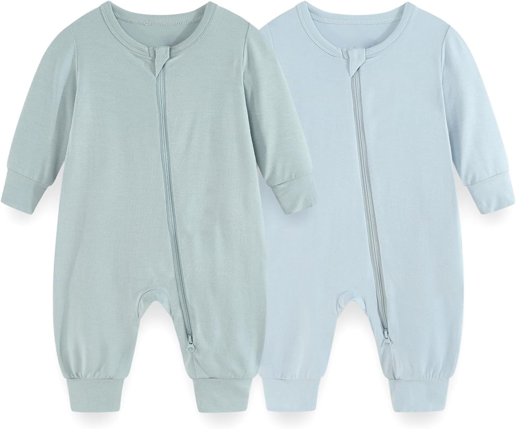 Unisex Rayon Made from Bamboo Zipper Baby Boy Girl Rompers 2 Pcak Long Sleeve Infants Jumpsuits New Born Clothes