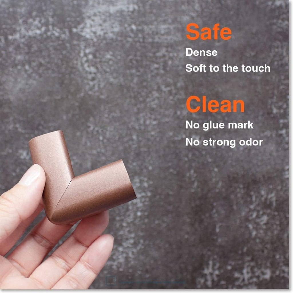 Roving Cove Slim-Fit Corner Protector for Baby Proofing (8 Small Corners), Soft Rubber Foam Furniture Corner Bumper Guards, 3M Adhesive Pre-Taped, Coffee Brown