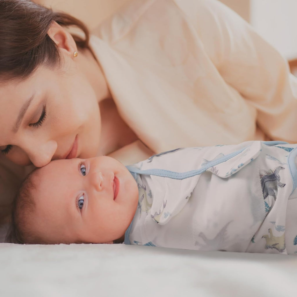 Baby Swaddle Sacks, 3-Pack Newborn Organic Cotton Swaddle Wrap, Adjustable Swaddling Blankets, Nursery Swaddling Essentials for Newborn 0-3 Months, Infant Shower Items Gift (Dinosaur & Forest)