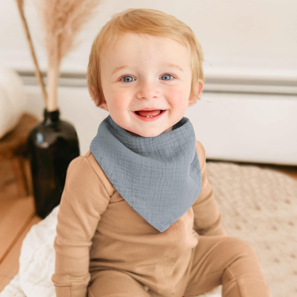 Konssy 8-Pack Muslin Baby Bibs, Absorbent Bandana Drool, 100% Cotton Unisex Baby Bibs for Teething and Drooling