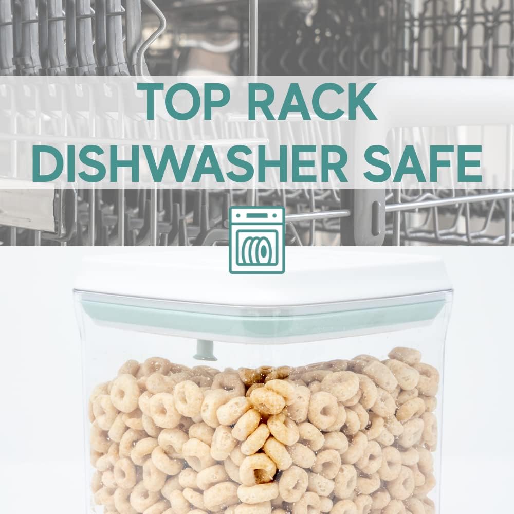 BopTop (4pc Set) Airtight Food Storage Container – Mechanical Silicone Seal Canister - BPA-Free Stackable - 1.3Qt/2.1Qt/2.8Qt/3.5Qt