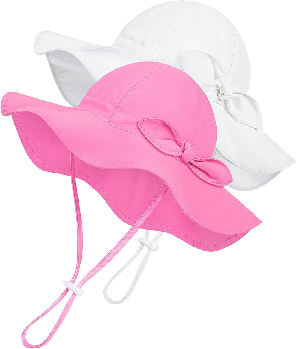 Baby Sun Hat Toddler Girl Beach Hat Adjustable Outdoor Summer Hat UPF 50+ Sun Protection Wide Brim Infant Kids