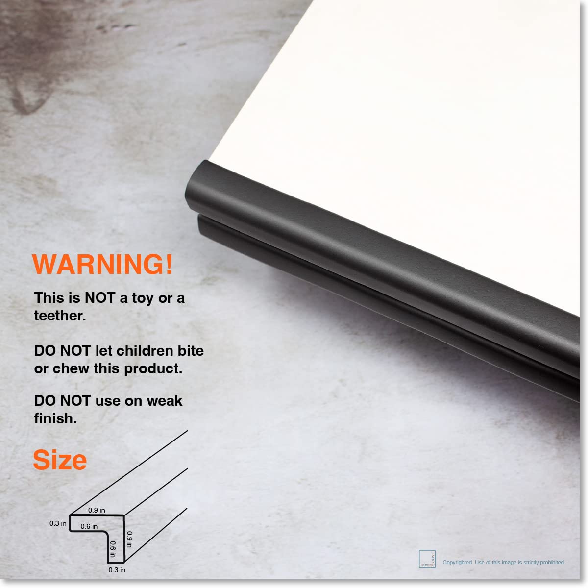 Roving Cove Slim-Fit Edge Protector for Baby Proofing (9ft Small Edge Only), Soft Rubber Foam, Furniture Edge Bumper Guard, Desk Edge Cushion, 3M Adhesive, Onyx Black