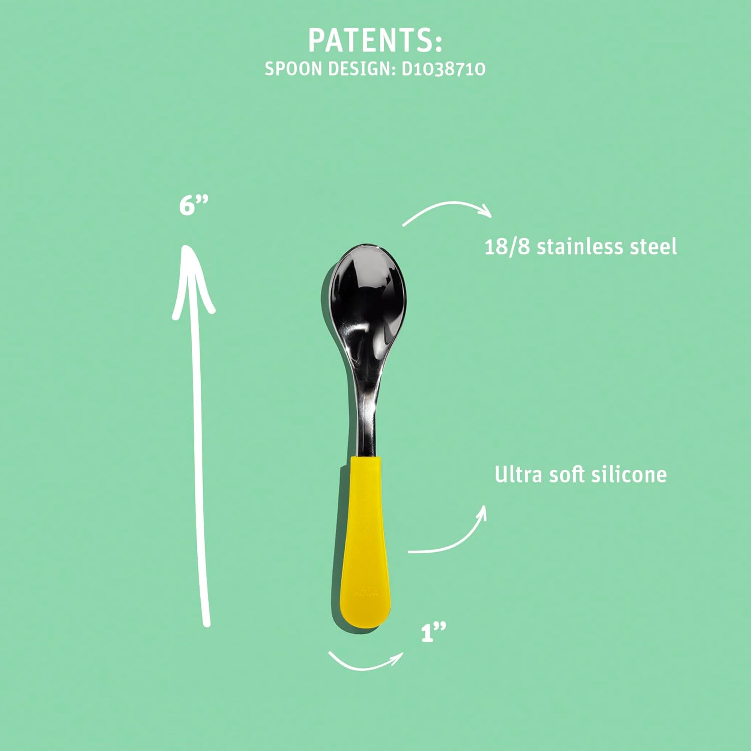 Avanchy Baby Spoons Set, Stainless Steel and Silicone Spoon Utensils, Toddler Baby Led Weaning Silverware Cutlery Flatware, Kids First Self Feeding 4 Pack, Green, Blue, Pink and Black