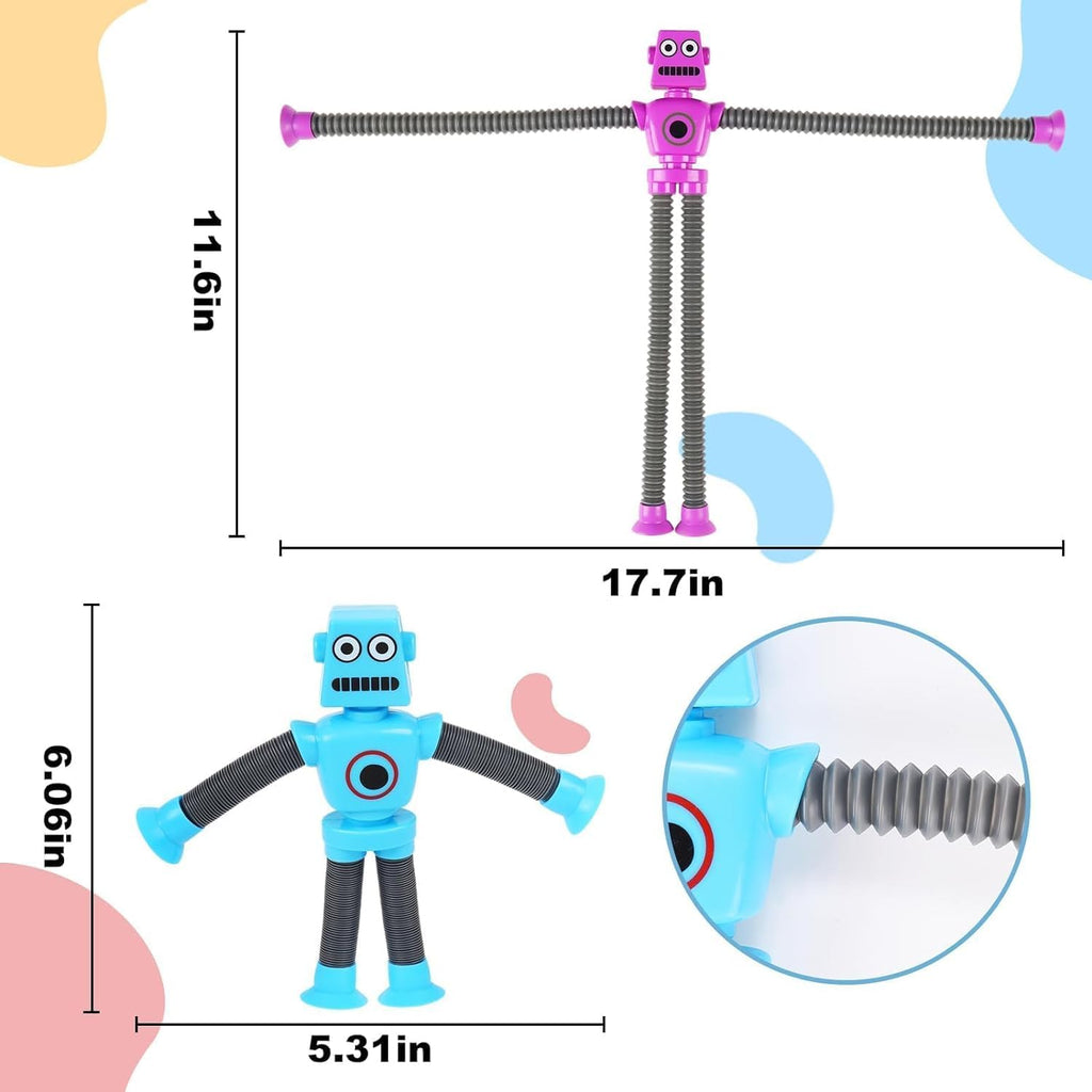 12PCS Telescopic Suction Cup Robot Toy,pop Tubes,Toys for Kids,Toddler Travel Toys,Toddler Sensory Toys,figette Toys,Fidget Toys for Kids,Treasure Box prizes,Small Toys for Kids prizes