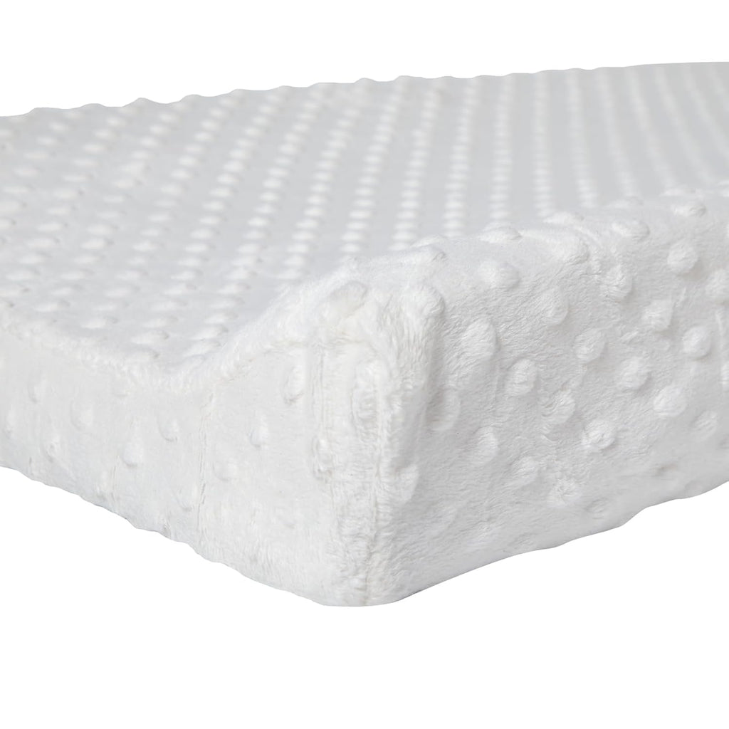 Baby Changing Pad Cover, Super Soft Plush Dot Diaper Changing Table Covers for Baby Girls and Boys, Ultra Comfortable, Diaper Changing Cloths for Babies, Fit 32"/34'' x 16" Pad (White)