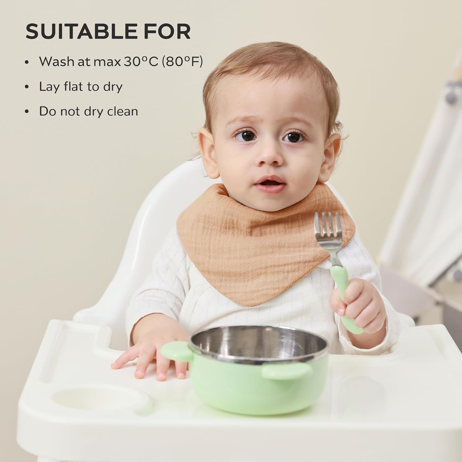 JELLYMONI 10 Pack Muslin Drool Bibs for Babies - Soft Adjustable Bandana Bib with Snaps, Absorbent Unisex Teething Bib for Newborn Girls & Boys