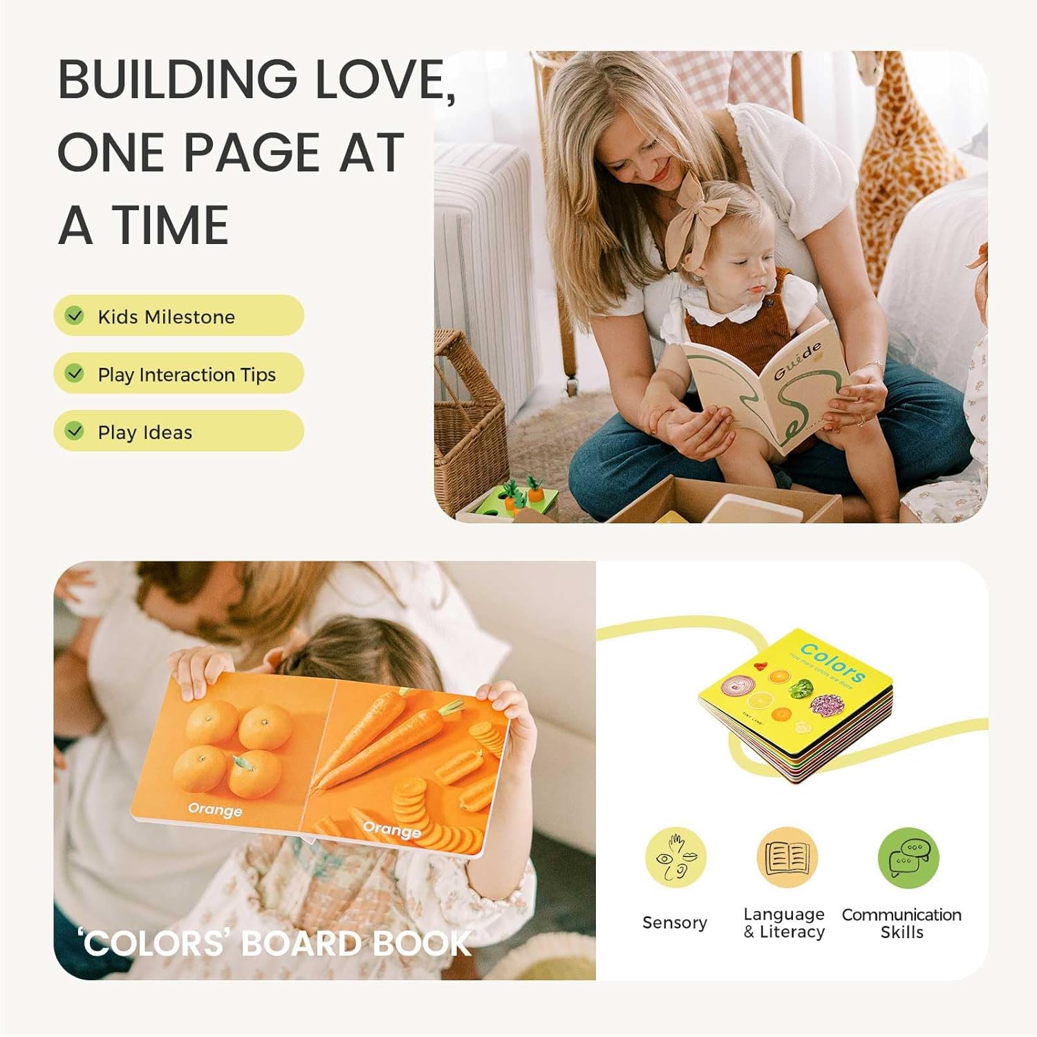 Tiny Land Montessori Toy Set for Baby 13-15 Months Explorer Play Kit - 7-in-1 Baby Drum, Carrot Harvesting and Coin Boxes, Stacking and Color Matching Plate, Size Matching Puzzle, Color Board Book