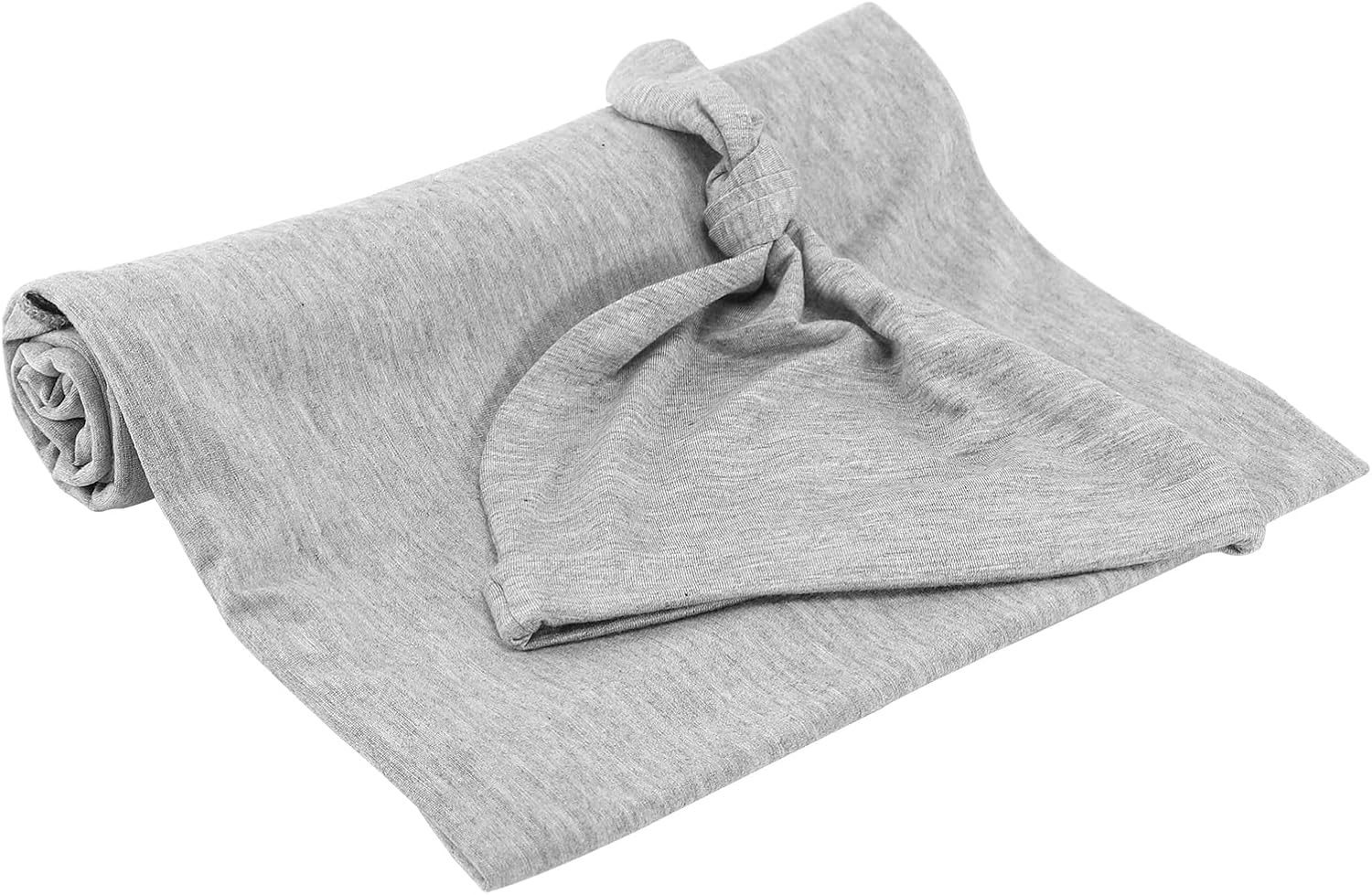 iEvolve Cotton Knitted Baby Swaddle Blanket with Hat Headband Set Newborn Swaddle Wrap Receiving Blankets for Baby Girl Boy 45" x 45"(Ginger)