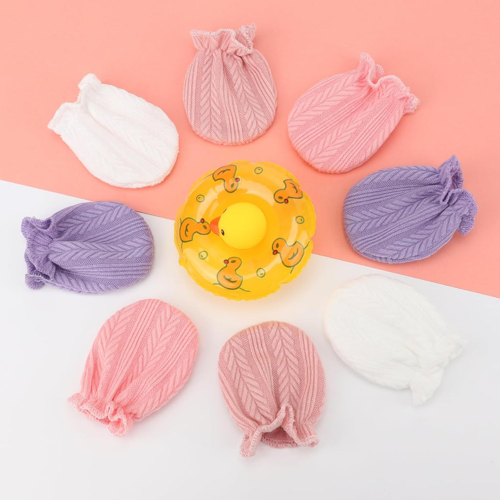 Newborn Baby Mittens No Scratch Cotton Elastic Wrist Gloves Infant Toddler Mittens for Baby Boy Girl 0-6 Months