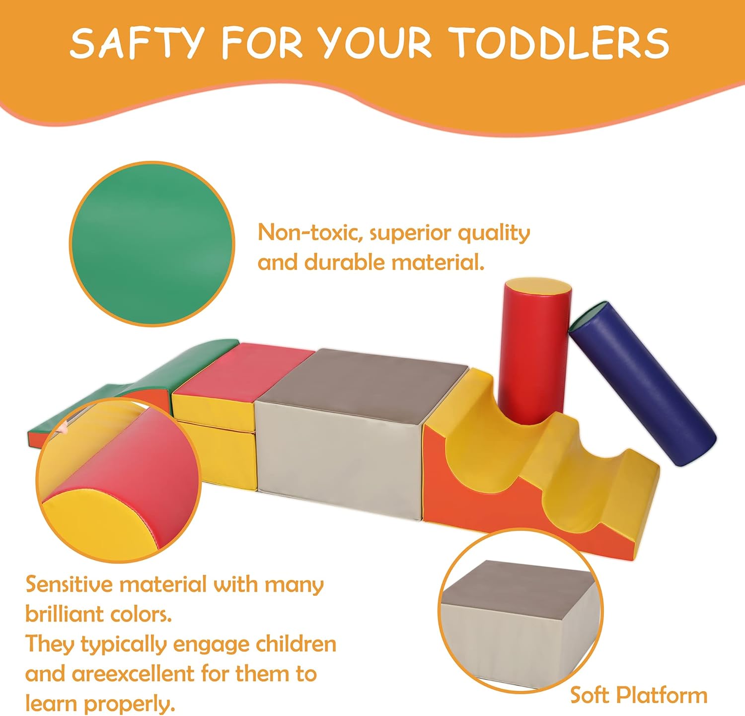 Toddler Foam Climbing Set Indoor - Kids Climb & Crawl Soft Activity Playset - Toddler Climber Gymnastics Equipment for Walking in Balance