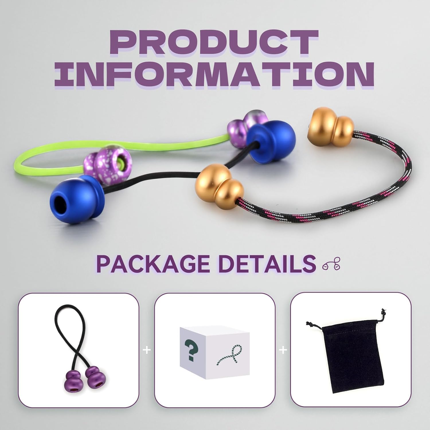 Fidget Beads - Worry Fidget Beads Spin & Bump - Made of Aluminum Alloy - for Men Women Youngs Skill Players Creates a Bit of Magic for You (Cala-Purple)