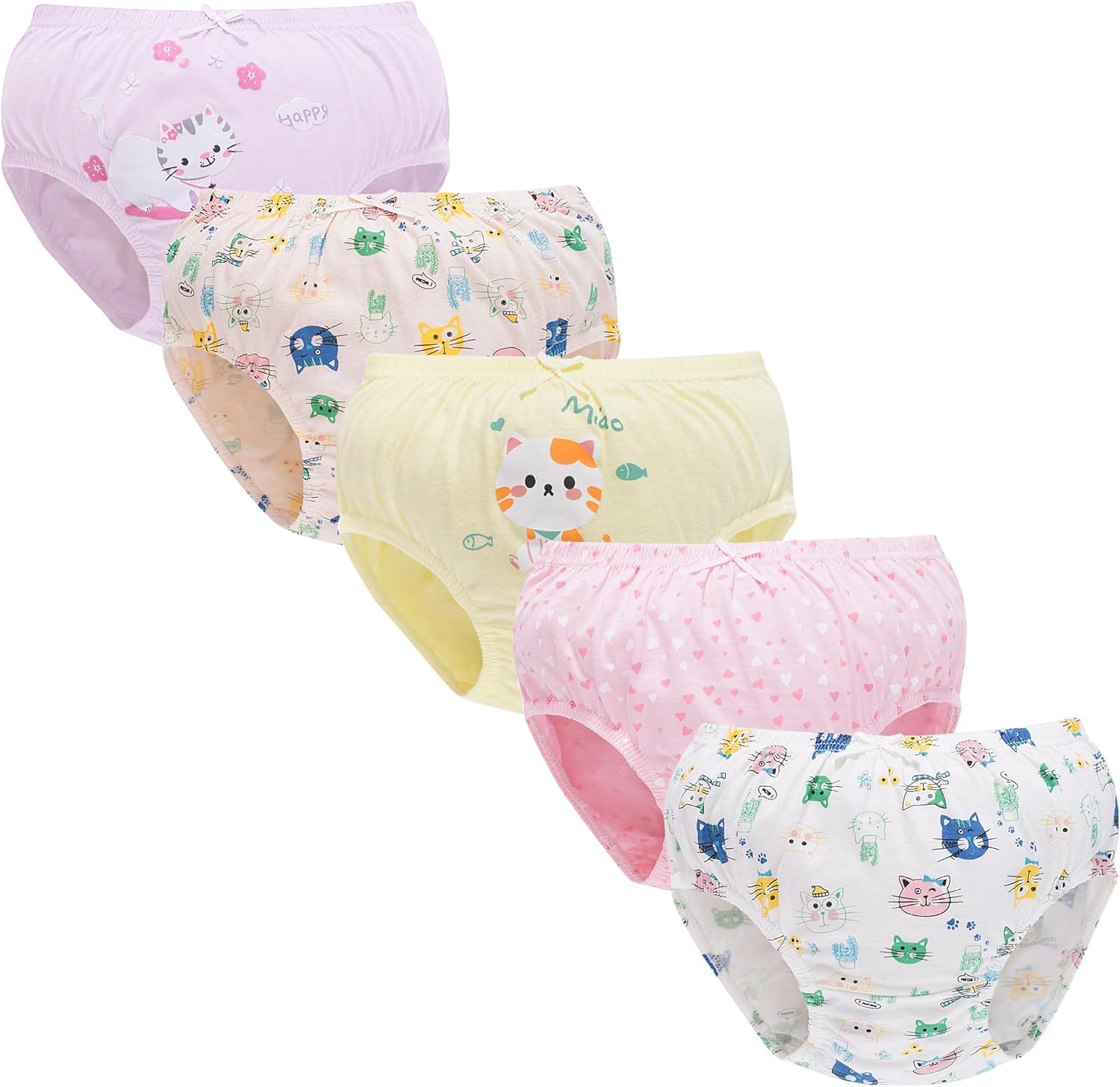CHUNG Toddlers Little Girls Cotton Briefs Panties Pack of 5/6 Print Underwear 2T-10Years