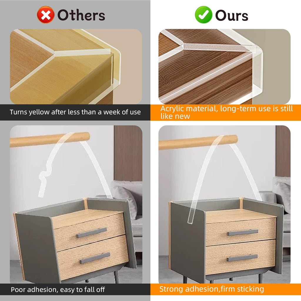 1.57 in x 9.84 FT,Clear Edge Protector Strip Sharp Edge Wrap Cover Tape,Self Adhesive Protective Bumper Guards for Cabinet Door Desk Glass Table Bed Furniture, Kitchen Countertop, Waterproof