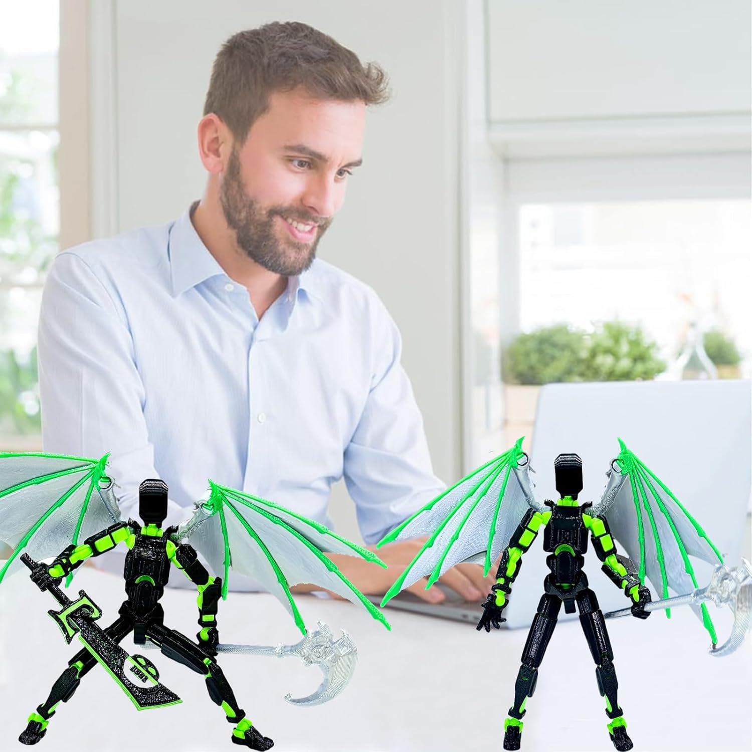 (Assembly Completed) T13 Action Figure Set, Titan 13 Action Figures, 3D Printed Dummy 13 Multi-Jointed Movable Robot Toy, Diy Lucky 13 Action Figure for Kids Adult Christmas Birthday Gifts (Green)
