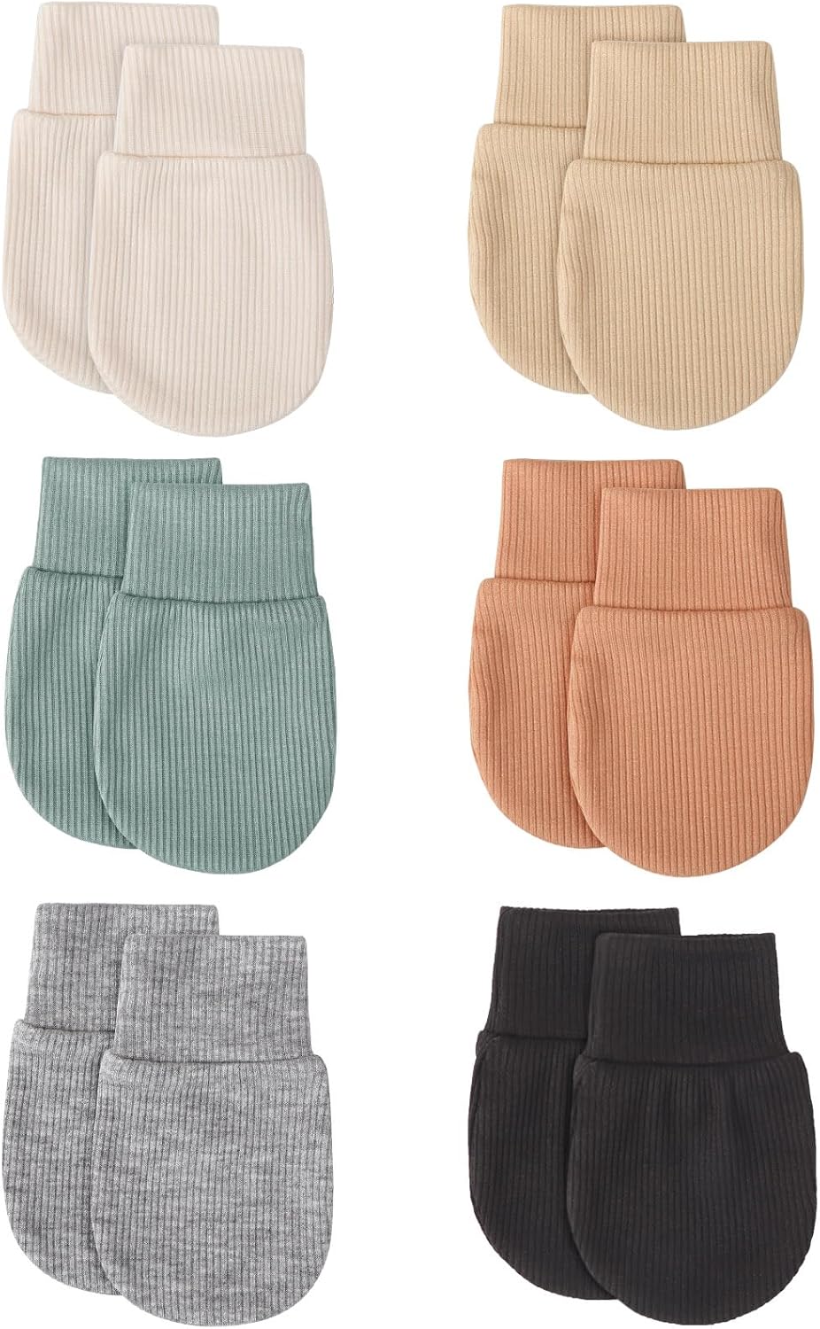 BQUBO 6 Pairs Newborn Baby Boys Girls Mittens 0-6 Months Unisex-Baby Infant Mittens Elastic No Scratch Wrist Gloves