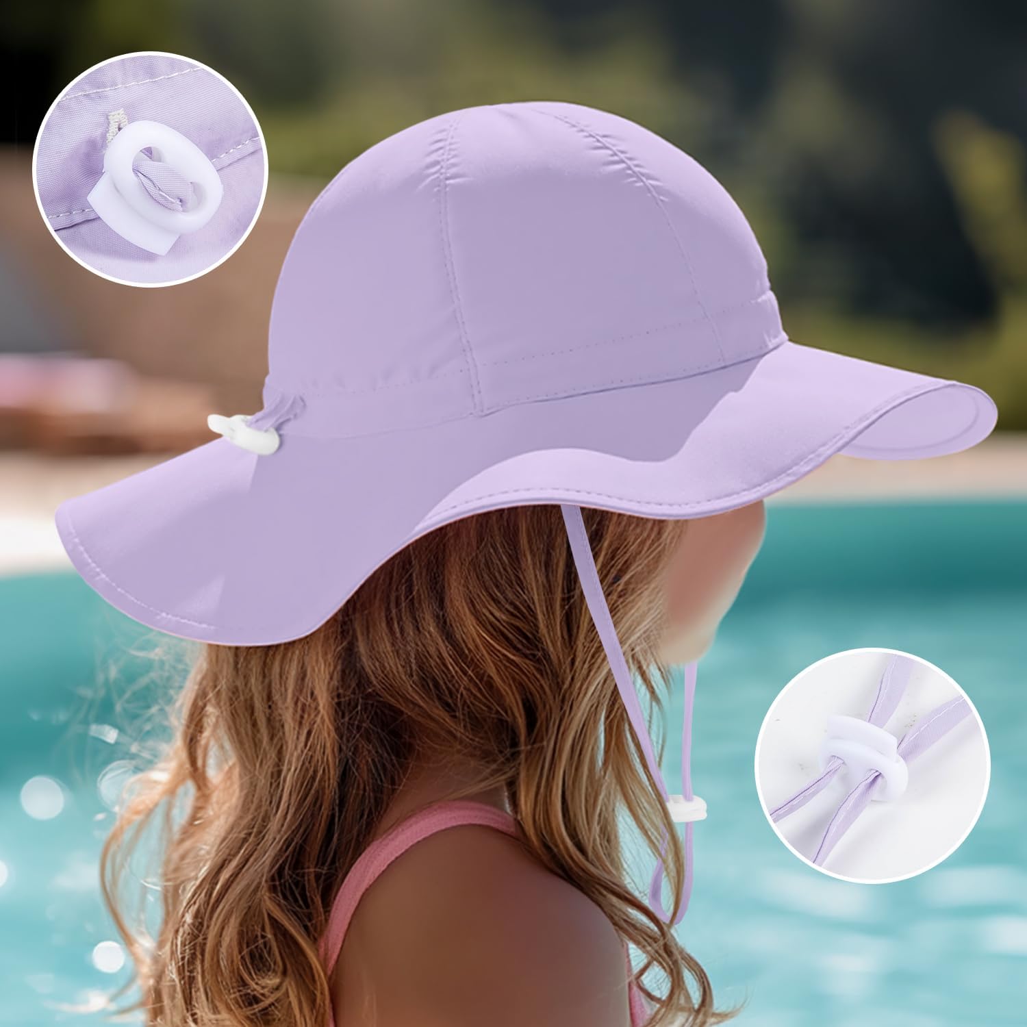 Baby Sun Hat Toddler Girl Beach Hat Adjustable Outdoor Summer Hat UPF 50+ Sun Protection Wide Brim Infant Kids