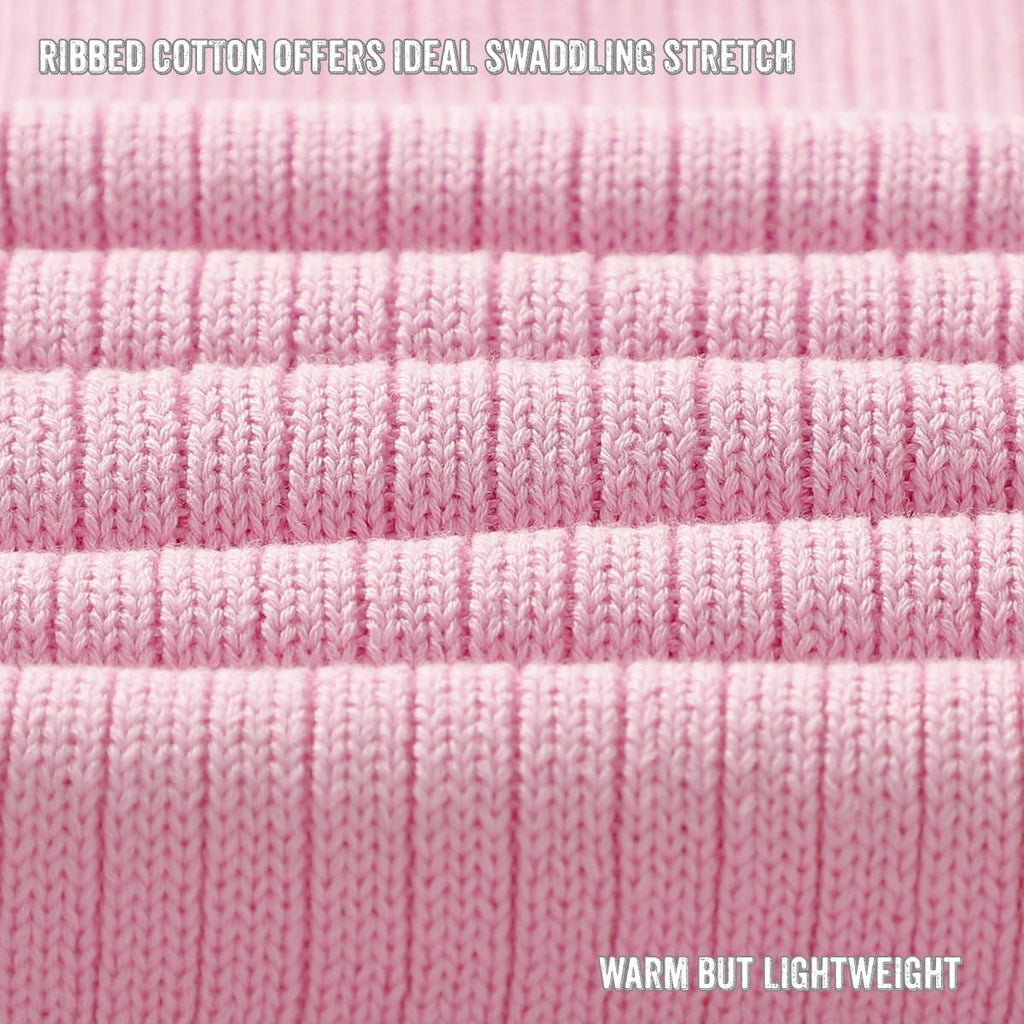 Organic Ribbed Swaddle Blanket for Boys & Girls - 100% Luxury Organic Soft Cotton Knit Warm Cozy Cuddle Stroller Crib Blanket for Newborns, Infants, & Toddlers (Bubblegum)