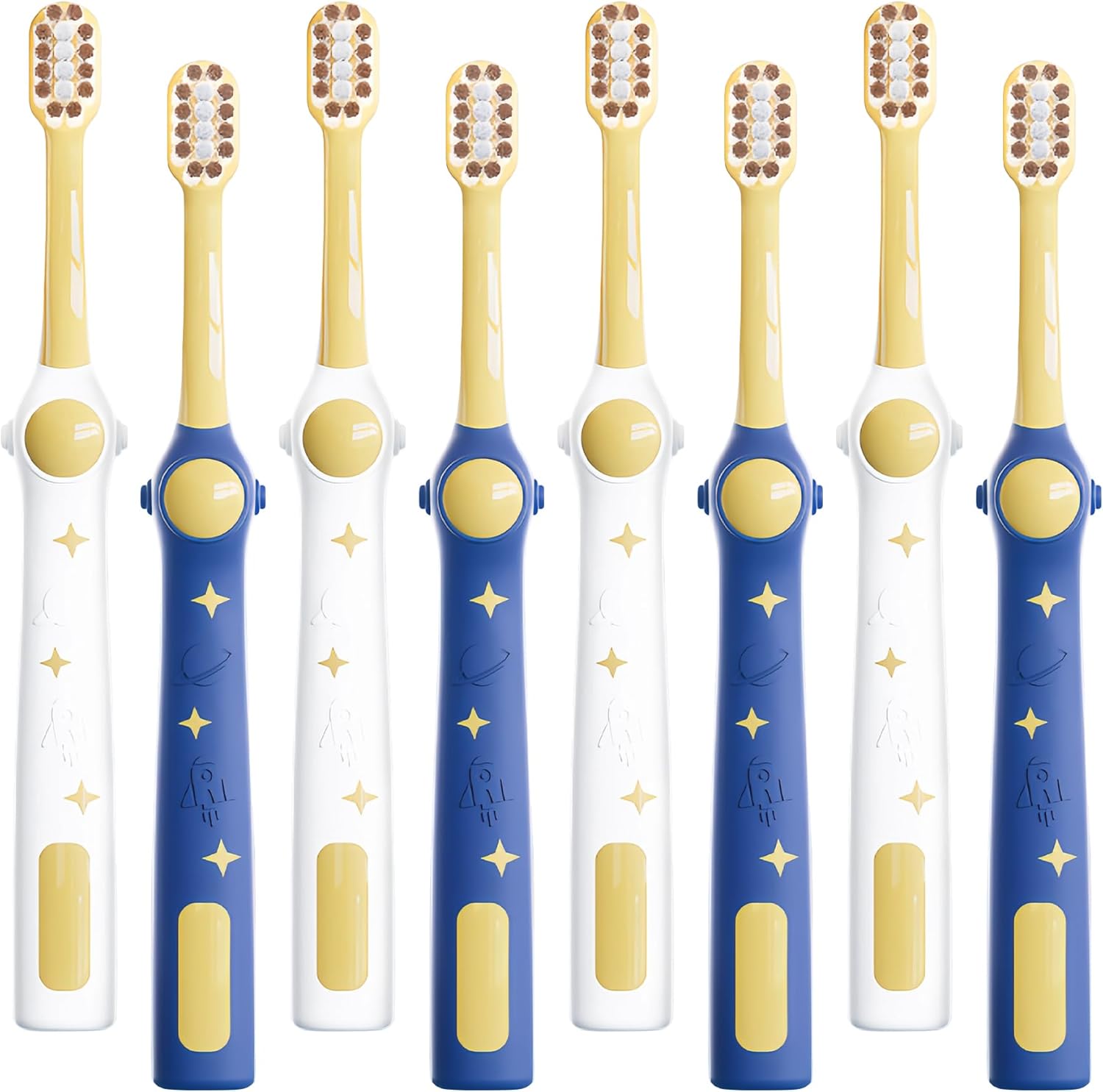 EASICUTI Extra Soft Toddler Toothbrushes 8 Pack, Space Style Kids Toothbrushes for Ages 2-12 Years, Baby Toothbrush 12 Months and up, Childrens Toothbrush Help Remove Plaque and Stains-Blue, White