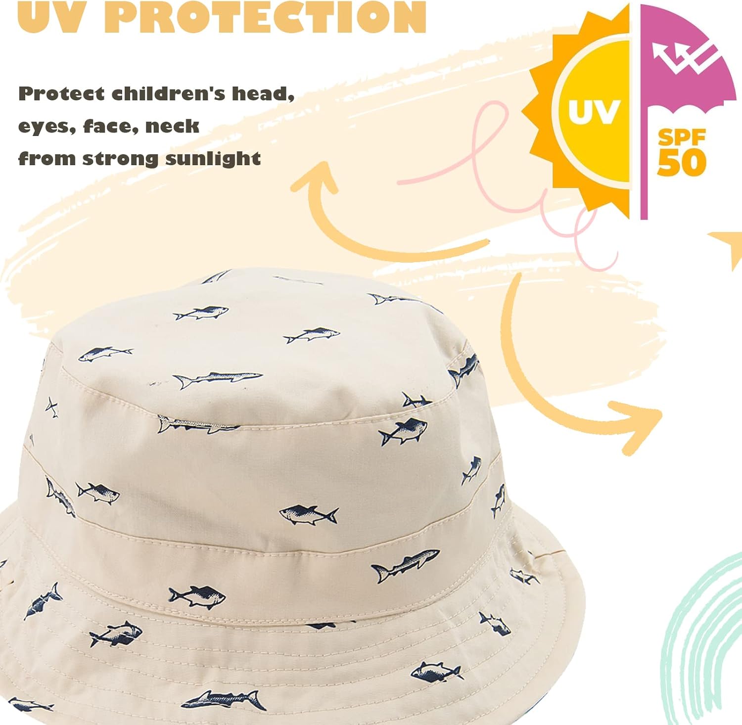 Durio Baby Bucket Sun Hat Toddler Hats Summer Beach Hat UPF 50+ Sun Protection Bucket Hats for Kids Baby Boy Girl Gifts 2Pack