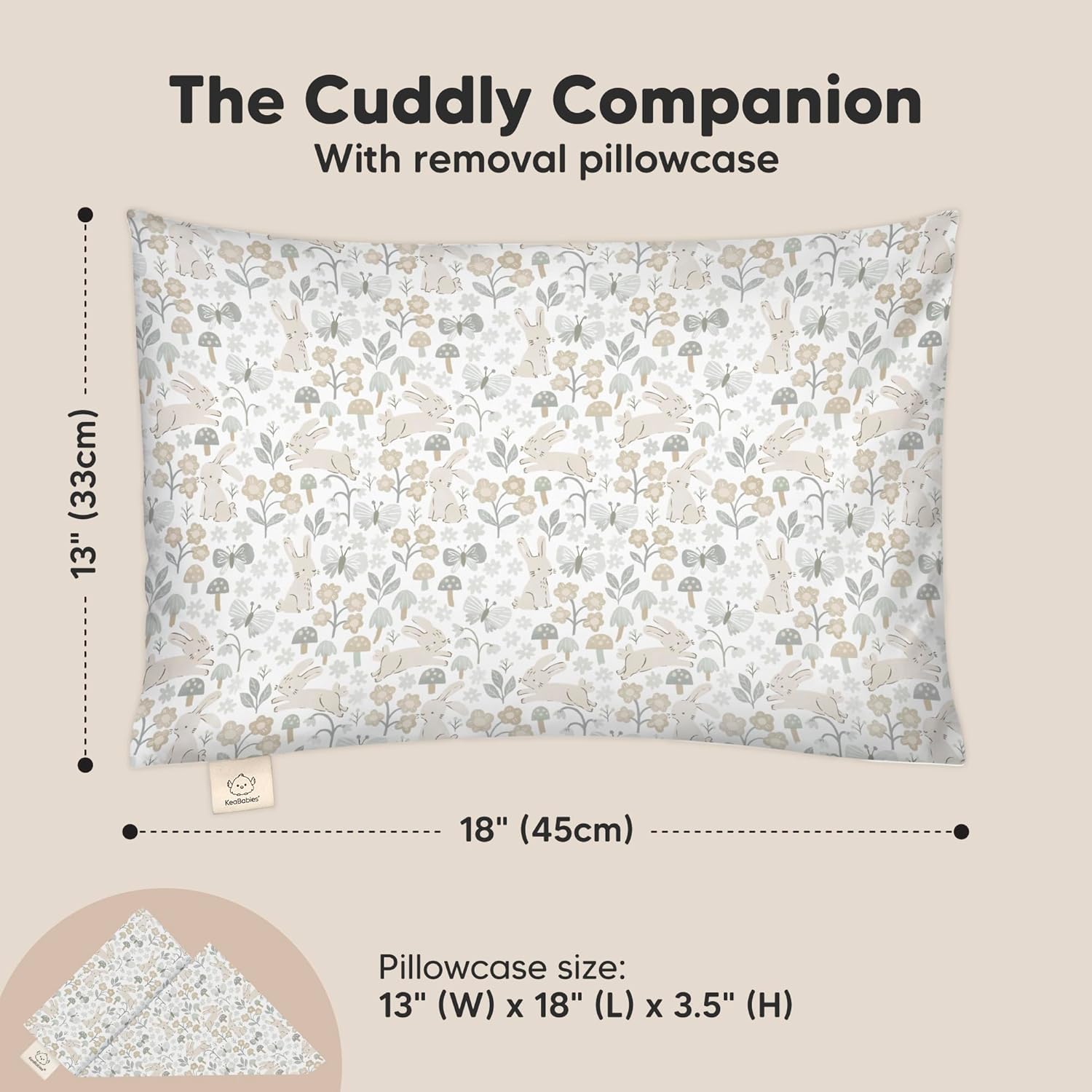Toddler Pillow with Pillowcase - 13x18 My Little Cuddly Pillow, Viscose Derived From Bamboo Nursery Toddler Pillows for Sleeping,Kids Pillow, Small Travel Pillows, Mini Toddler Bed Pillow (Prairie)