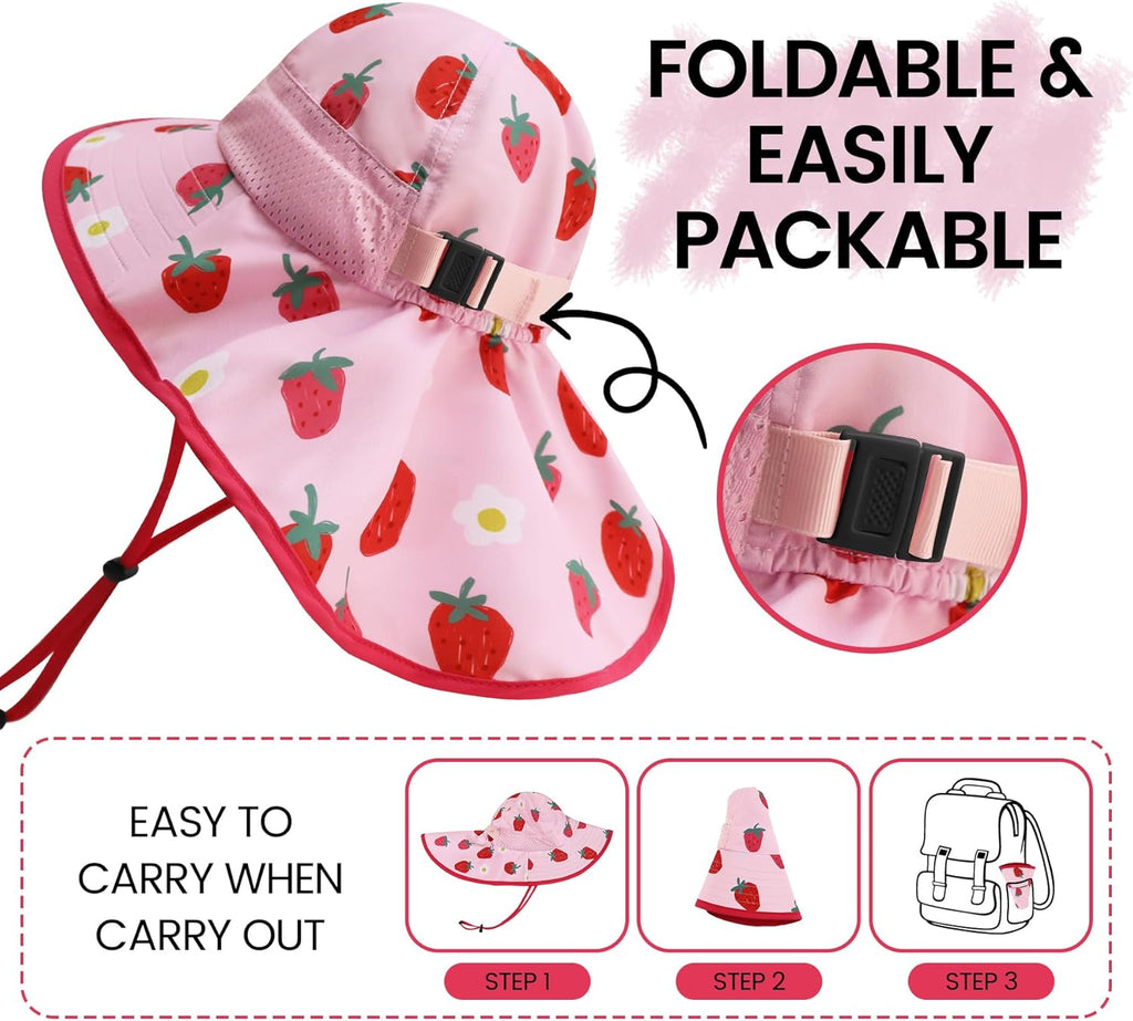 Baby Sun Hat with Neck Flap for Sun Protection Toddler Beach Hat UPF 50+ Outdoors 0-6 Years Boys Girls