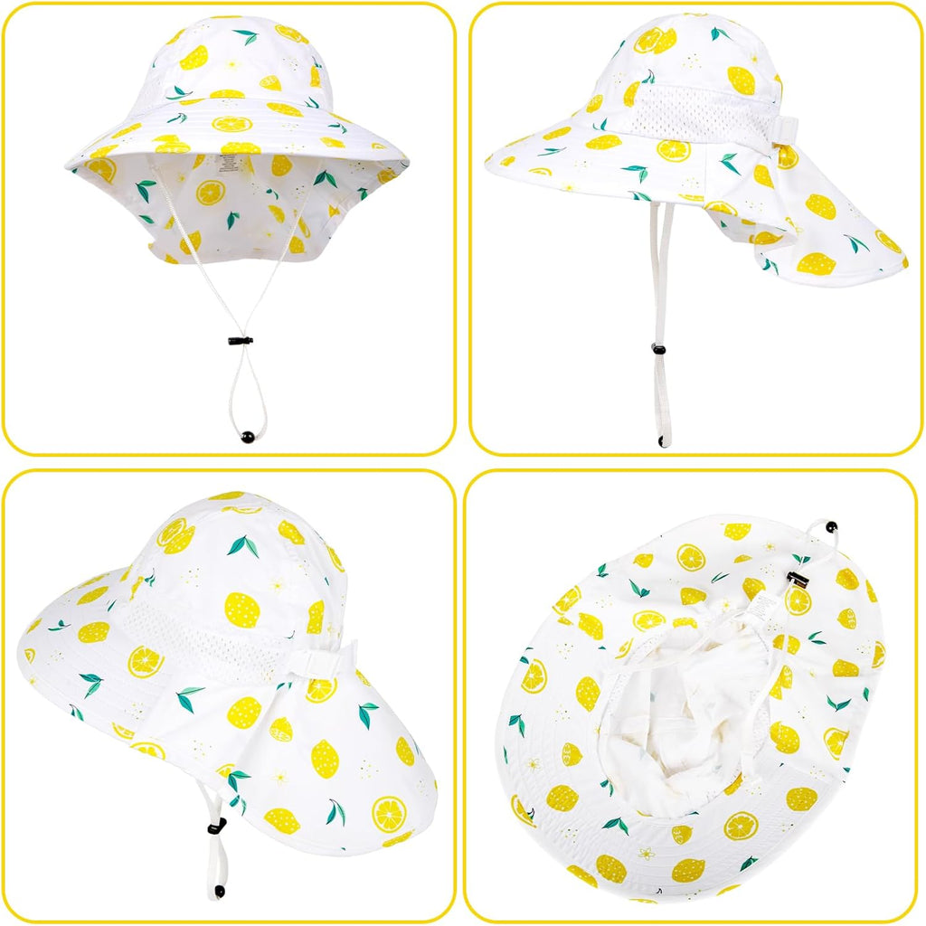 Toddler Baby Sun Hat Kids Summer UPF 50+ for Boys Girls Adjustable Beach Hats with Bucket Wide Brim Age 1-7 Years