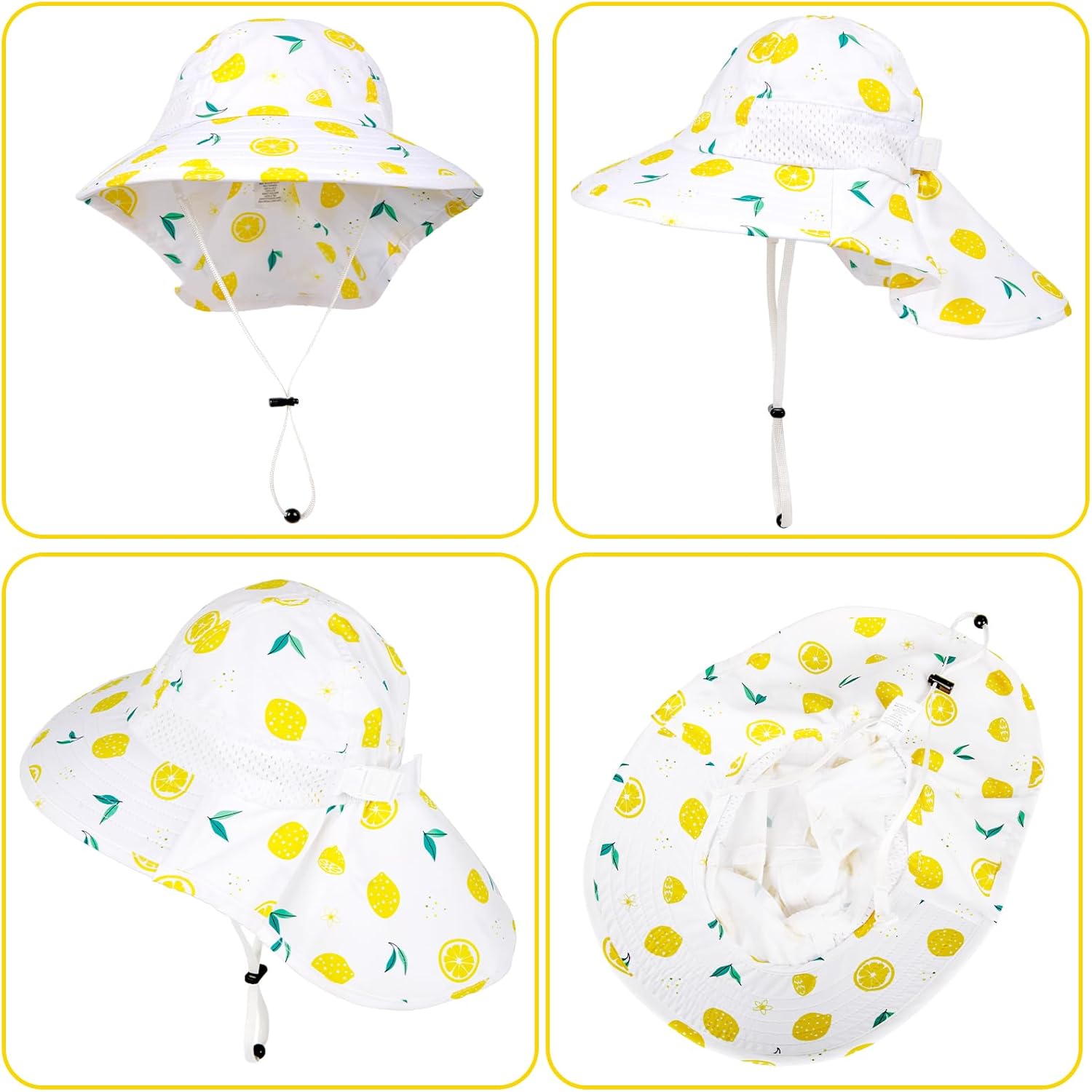 Toddler Baby Sun Hat Kids Summer UPF 50+ for Boys Girls Adjustable Beach Hats with Bucket Wide Brim Age 1-7 Years