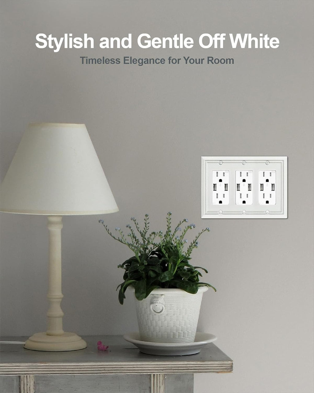 1-Pack Triple Decorator Wall Plate, Off White Wall Outlet Cover for GFCI Outlet, Dimmer Switch, Durable Metal, 6.77''*4.88'', Midsize