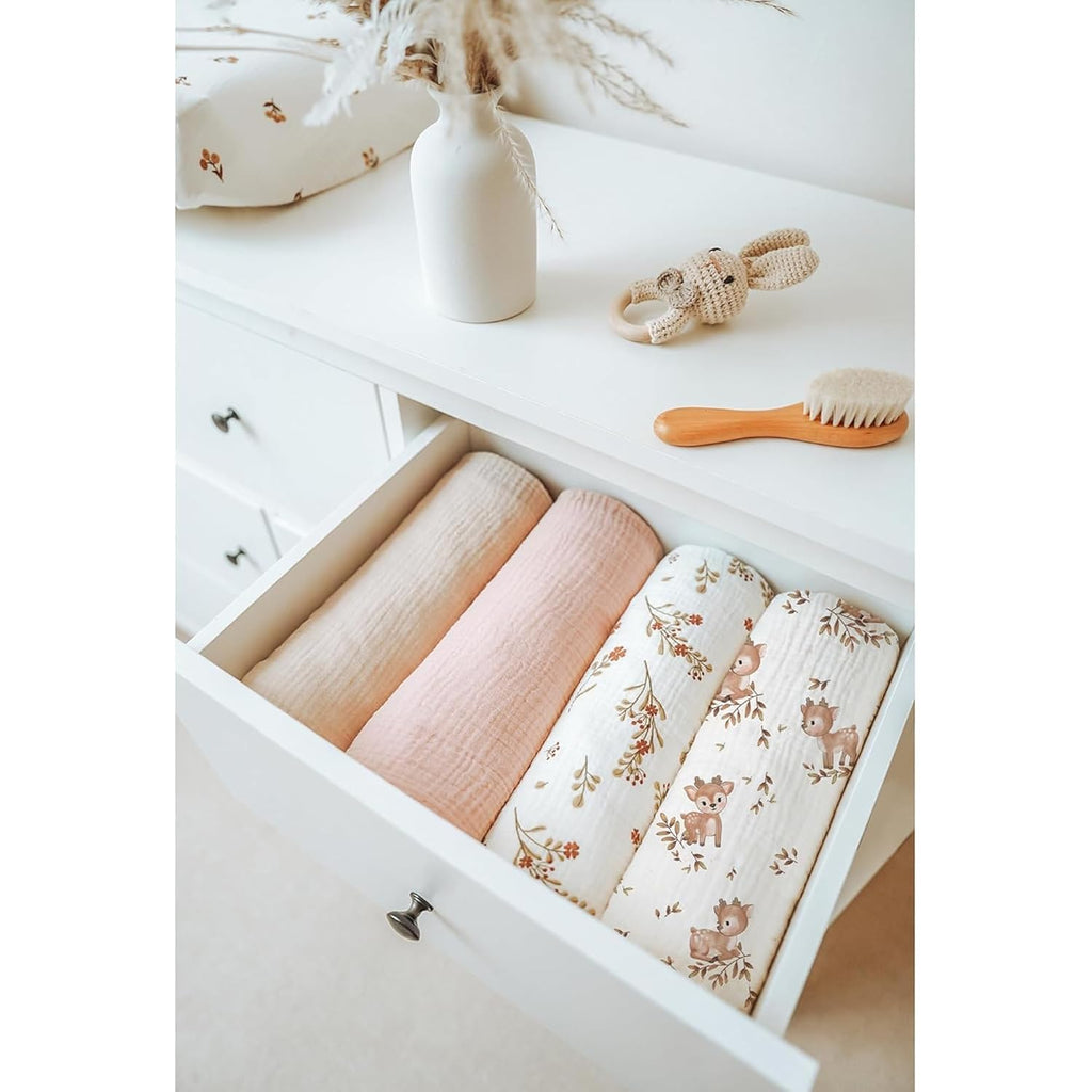 Konssy Baby Blankets for Unisex Boys Girls, Super Soft Nursery Minky Blankets with Muslin Cotton Front and Dotted Fleece Backing, Printed Bed Throws Newborn