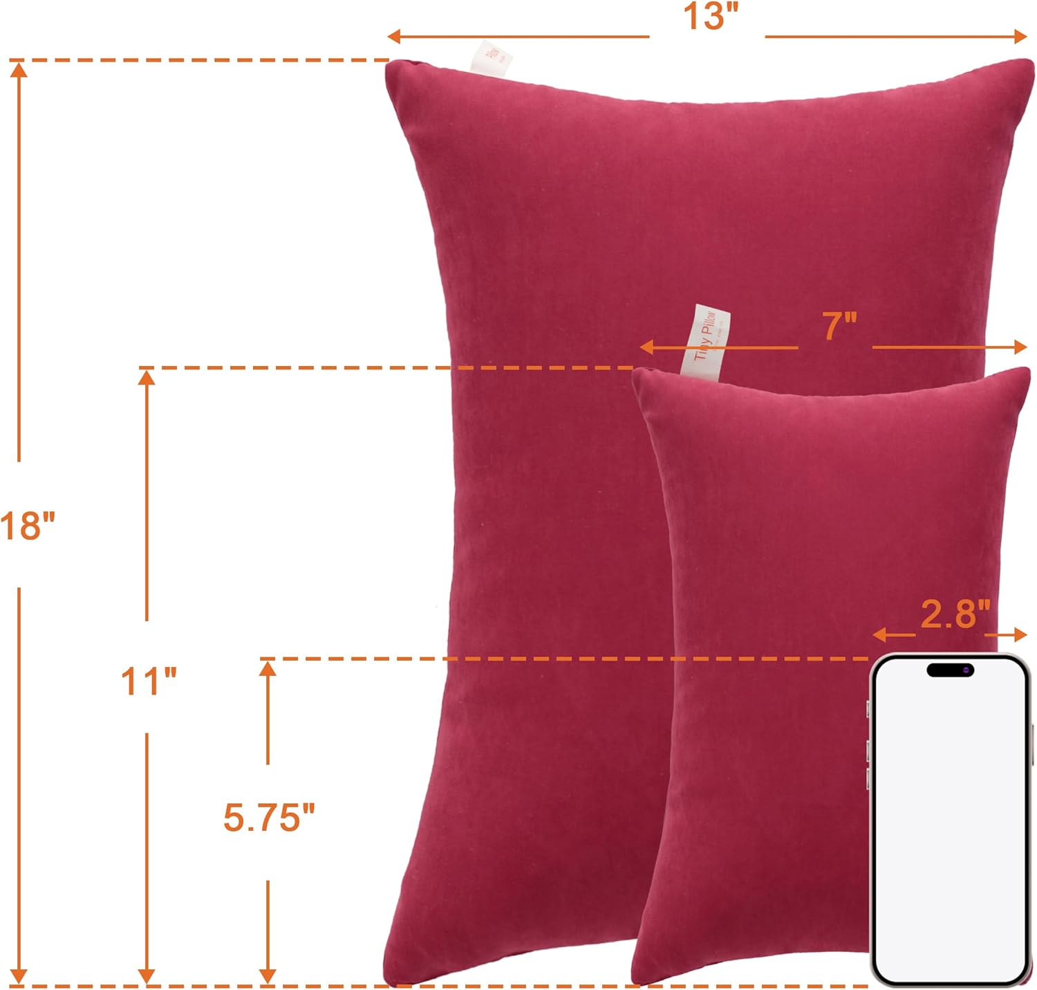 NTBAY Toddler Pillows, Down Alternative 13"x18" Pillows, Machine Washable - Soft and Breathable Travel Small Pillows for Sleeping, Ideal for Daycare, Crib, Cot, Red