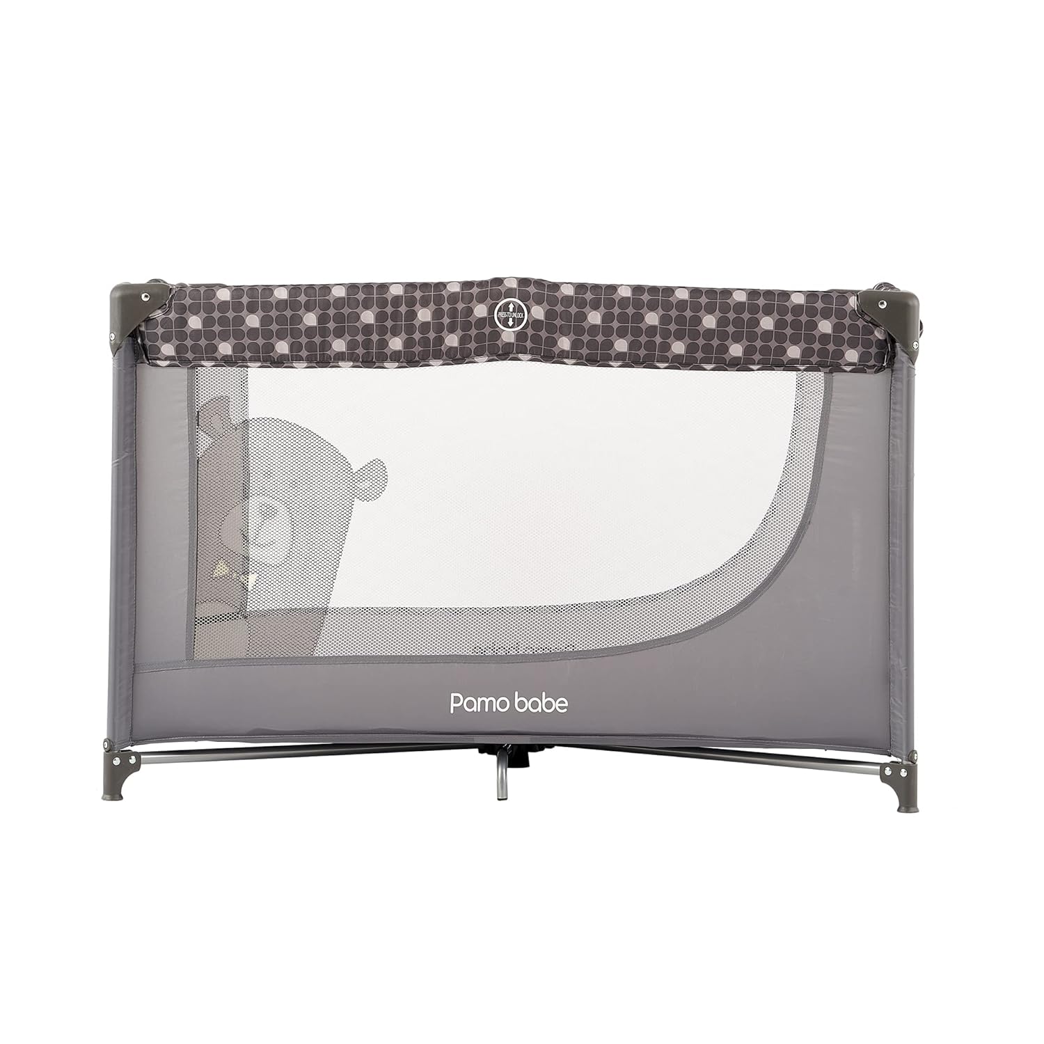 Pamo Babe Portable Crib Baby Playpen with Mattress and Carry Bag Grey