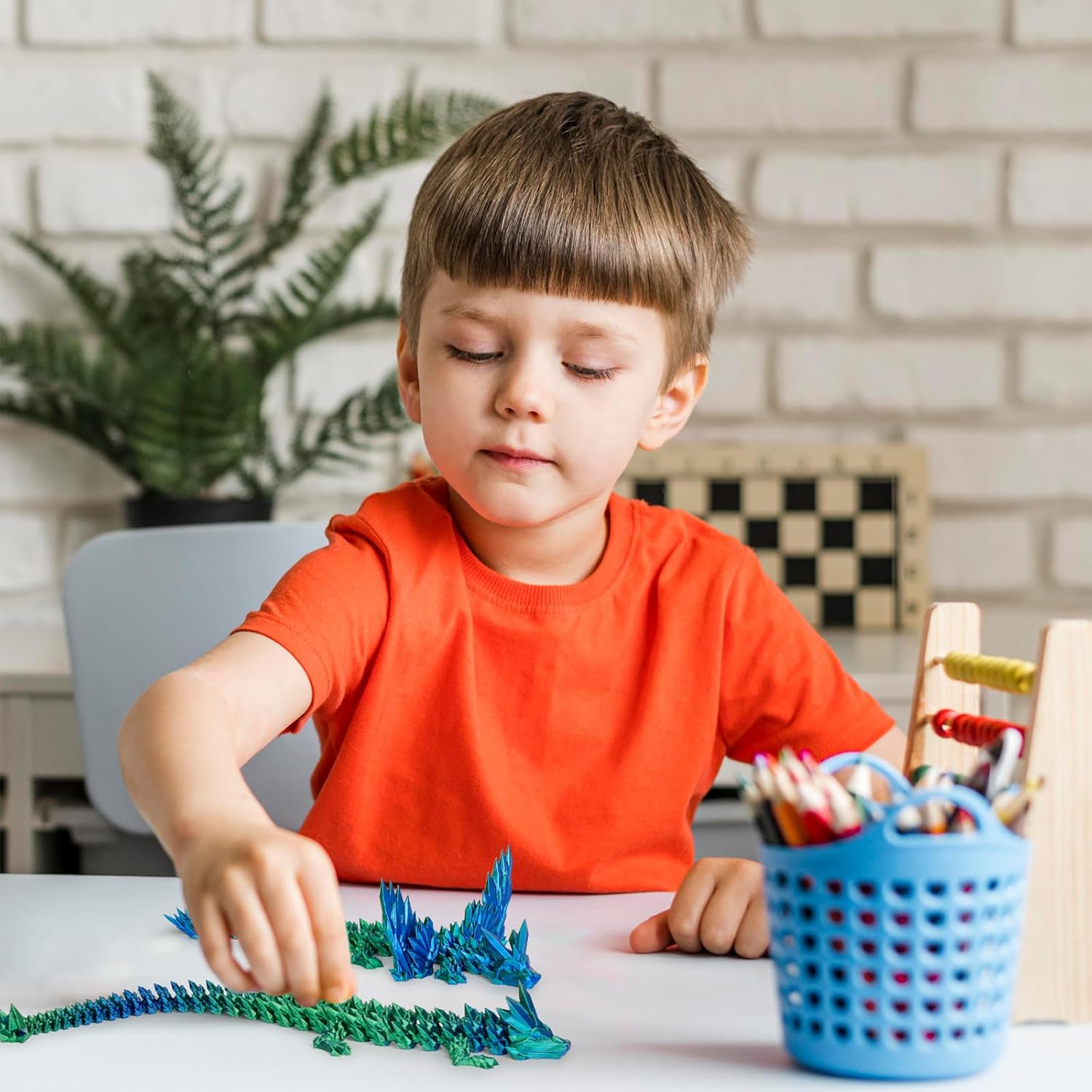 12“Crystal Dragon Without Wings & 9”Winged Articulated Dragon, 3D Printed Bulk Unique Funny Graduation Gifts for Kids, Executive Desk Fidget Toys Adults, Bath Pool Water Toys (Gradient Blue-Green)