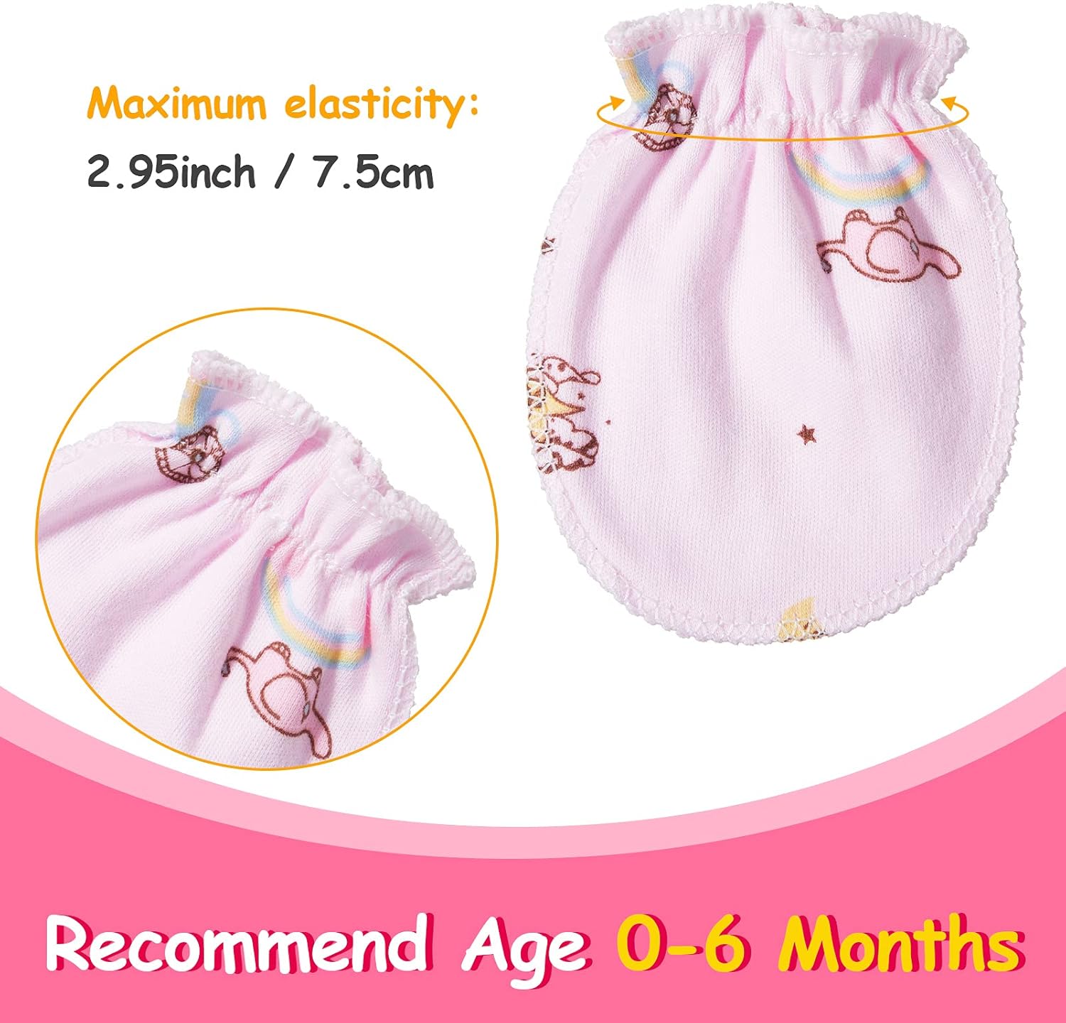 Geyoga 24 Pairs Newborn Baby Mittens Cute No Scratch Mittens Soft Elastic Infant Girl Gloves for 0-6 Months