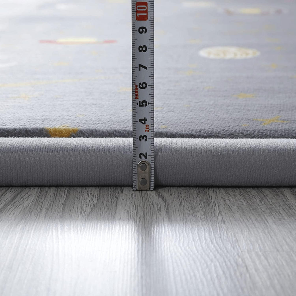 Loartee Coral Velvet Area Rug - 1" Thick Memory Foam Baby Play Mat, Washable Toddler Carpet, Home Decor for Living Room, Nursery, Kids Bedroom, Astral Gray, 5'11"x6'7"