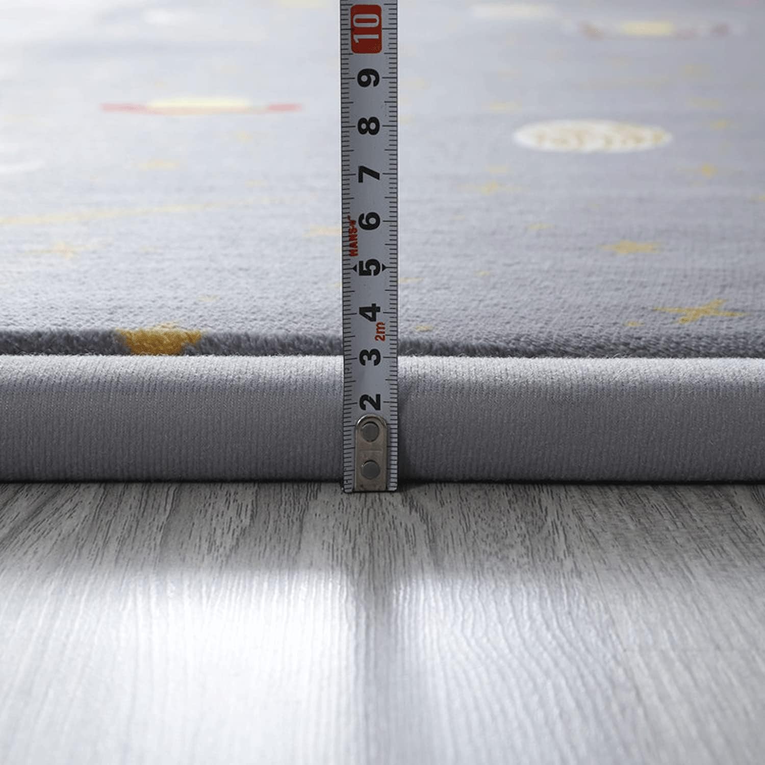 Loartee Coral Velvet Area Rug - 1" Thick Memory Foam Baby Play Mat, Washable Toddler Carpet, Home Decor for Living Room, Nursery, Kids Bedroom, Astral Gray, 5'11"x6'7"