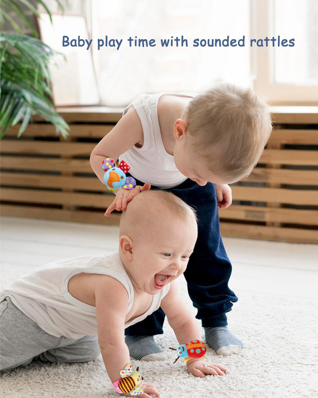 Wrist Rattles Foot Finder Rattle Sock Baby Toy, Hanging Rattle Toy, Hand Bracelet Rattle, Feet Leg Ankle Socks, Activity Rattle Present Gift for Newborn Infant Babies Boy Girl-12pcs A