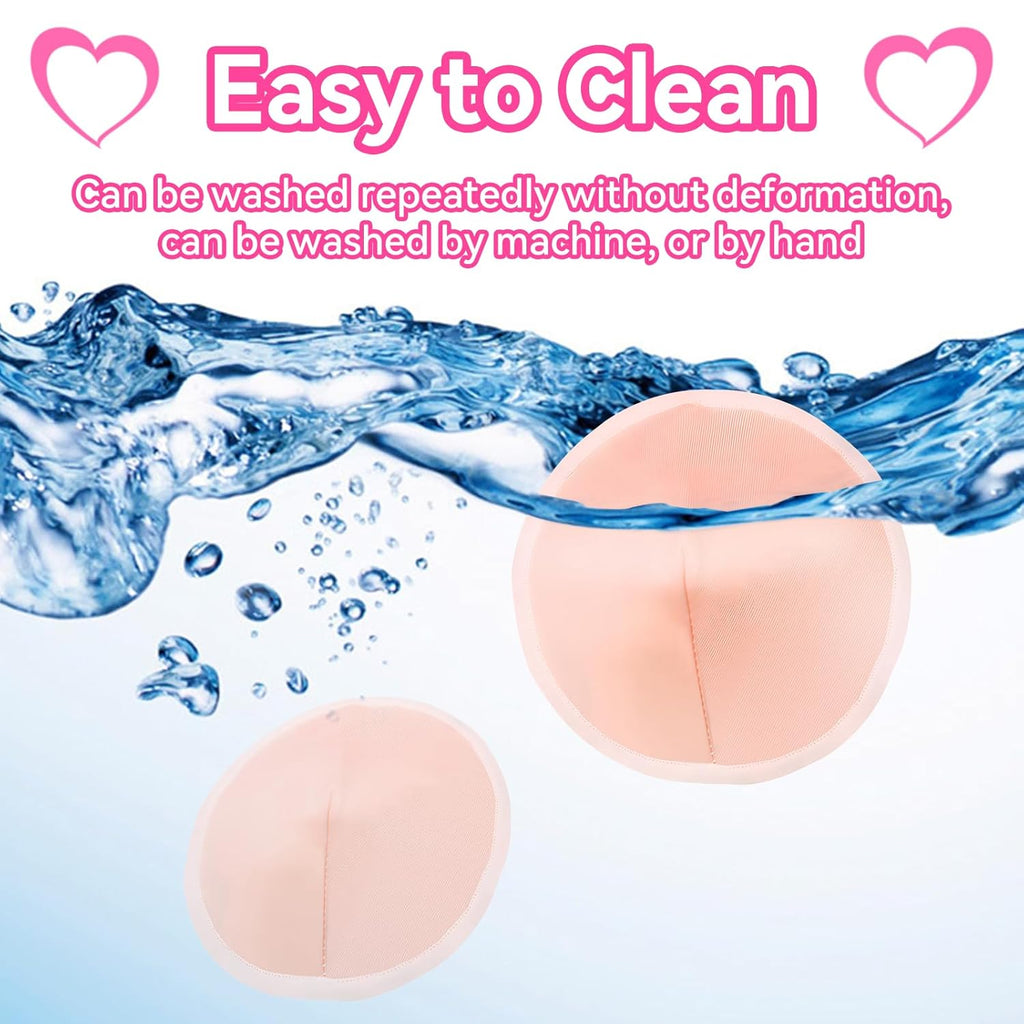 Nursing Pads Reusable, 14 Count Super Absorbent and Keep Dry Breast Pads for Leaking Milk Breastfeeding Moms Essentials (Beige,15cm/5.91in)