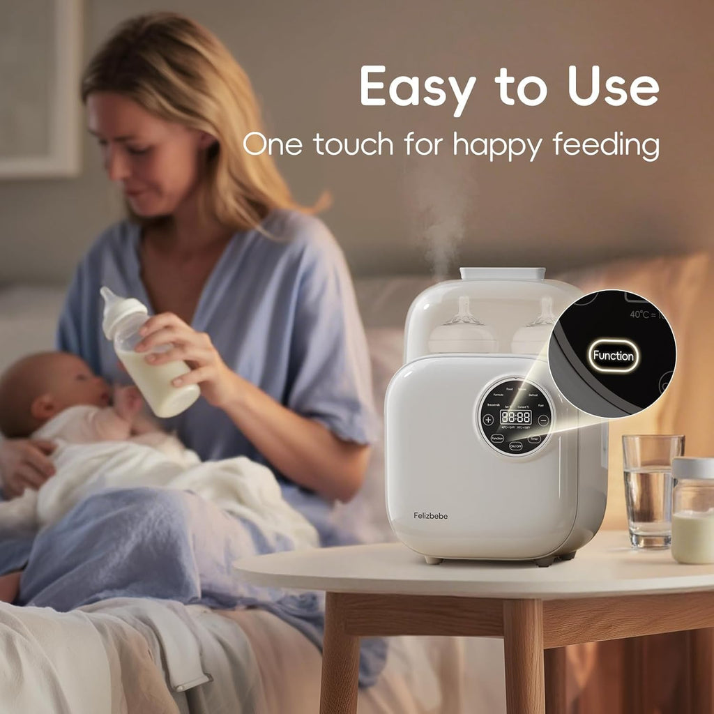 Baby Bottle Warmer, Felizbebe 10-in-1 Bottle Warmers for All Bottles, Detachable Body for Easy Cleaning, Accurate Temperature Control, Timer, Sterili-zing,Milk Warmer for Breastmilk or Formula