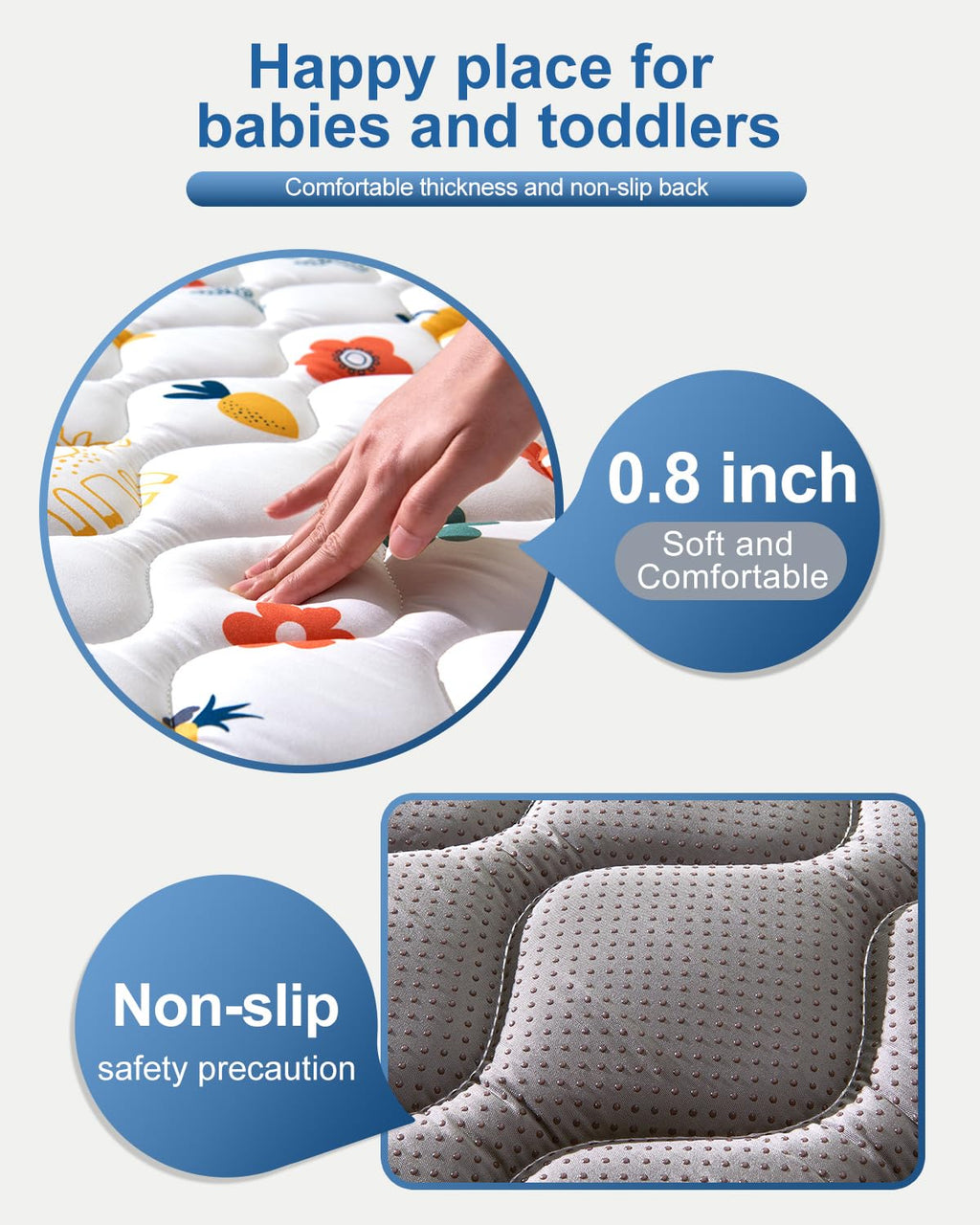 Odorless Premium Foam Baby Play Mat 79" x 63", Soft Microfiber Fabric Crawling Mat for Floor- Comfortable and Hypoallergenic, Non-Slip Cushioned Floor Playpen mat for Infants,Babies,Toddlers