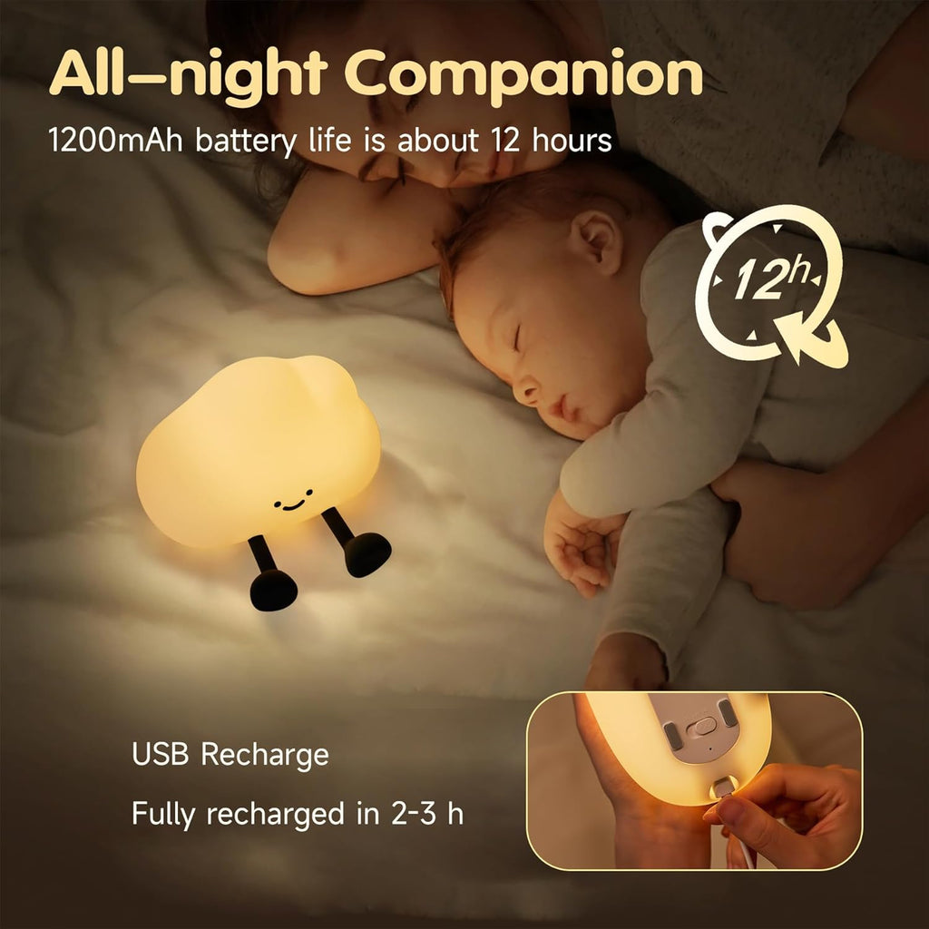 Cloud Night Light for Kids, Adorable Touch Night Lamp Silicone Dimmable LED Nightlight for Nursery Rechargeable Bedside Night Lights for Bedrooms Breastfeeding