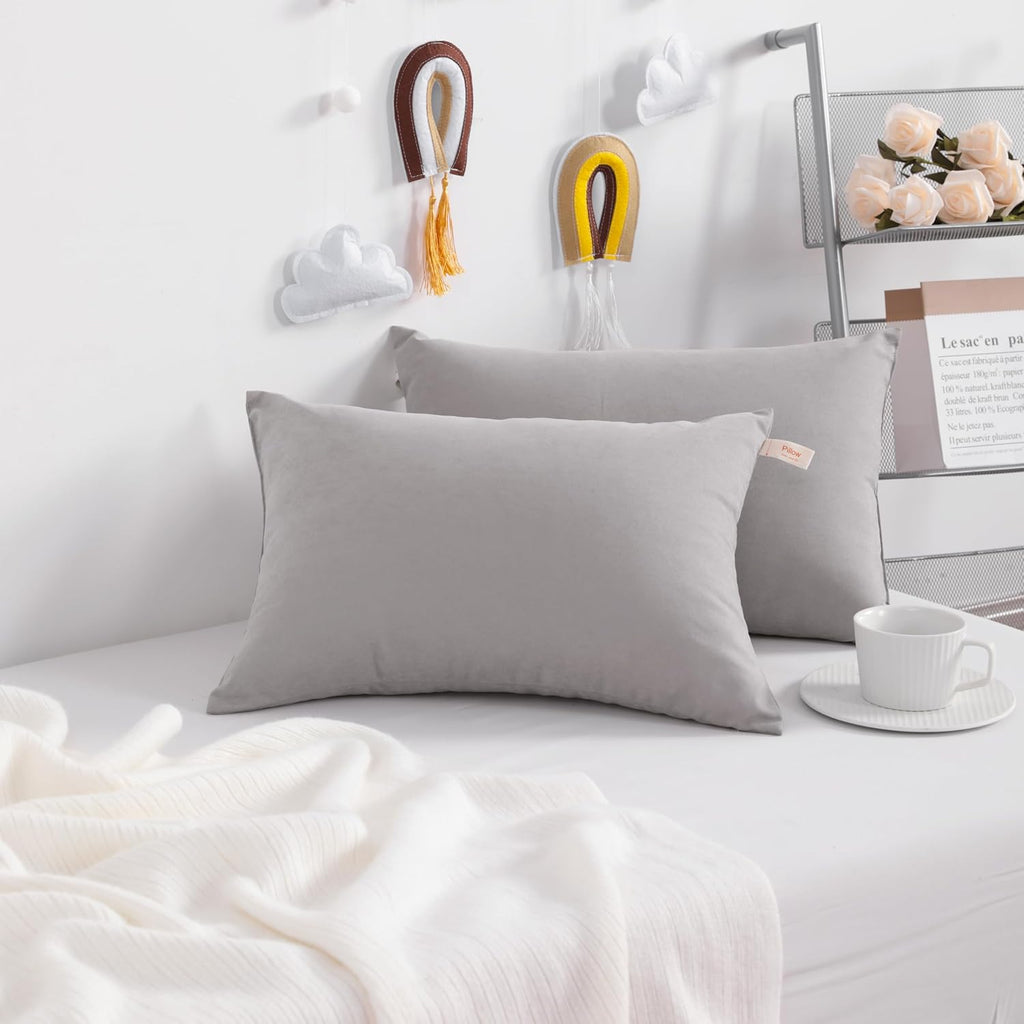 NTBAY Toddler Pillows, Down Alternative 13"x18" Pillows, Machine Washable - Soft and Breathable Travel Small Pillows for Sleeping, Ideal for Daycare, Crib, Cot, Light Grey