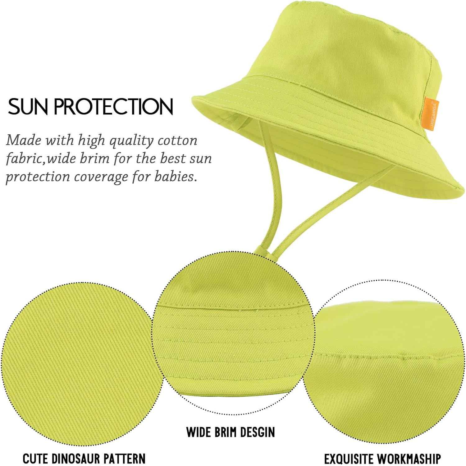 JANGANNSA Cotton Baby Sun Hat Infant Toddler Boys Girls Bucket Hats Summer Sun Protection Kids Beach Caps